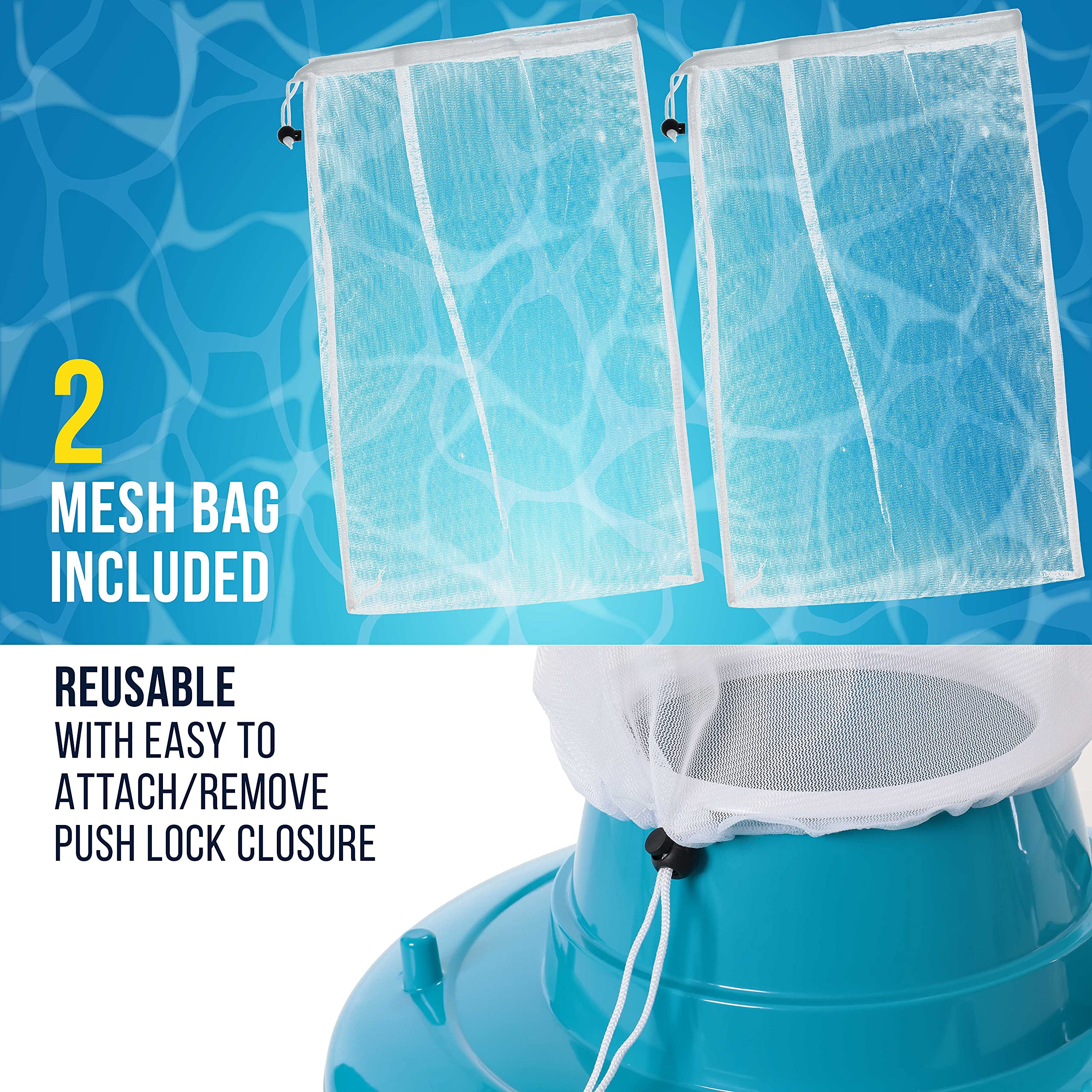 U.S. Pool Supply Professional Swimming Pool Leaf Terminator Vacuum - 15" Pool Cleaner Body, 8 Pressure Jets, 4 Rotating Wheels, 3 Perimeter Brushes, 2 Debris Bags - Below or Above-Ground Sucker Eater - Image 3