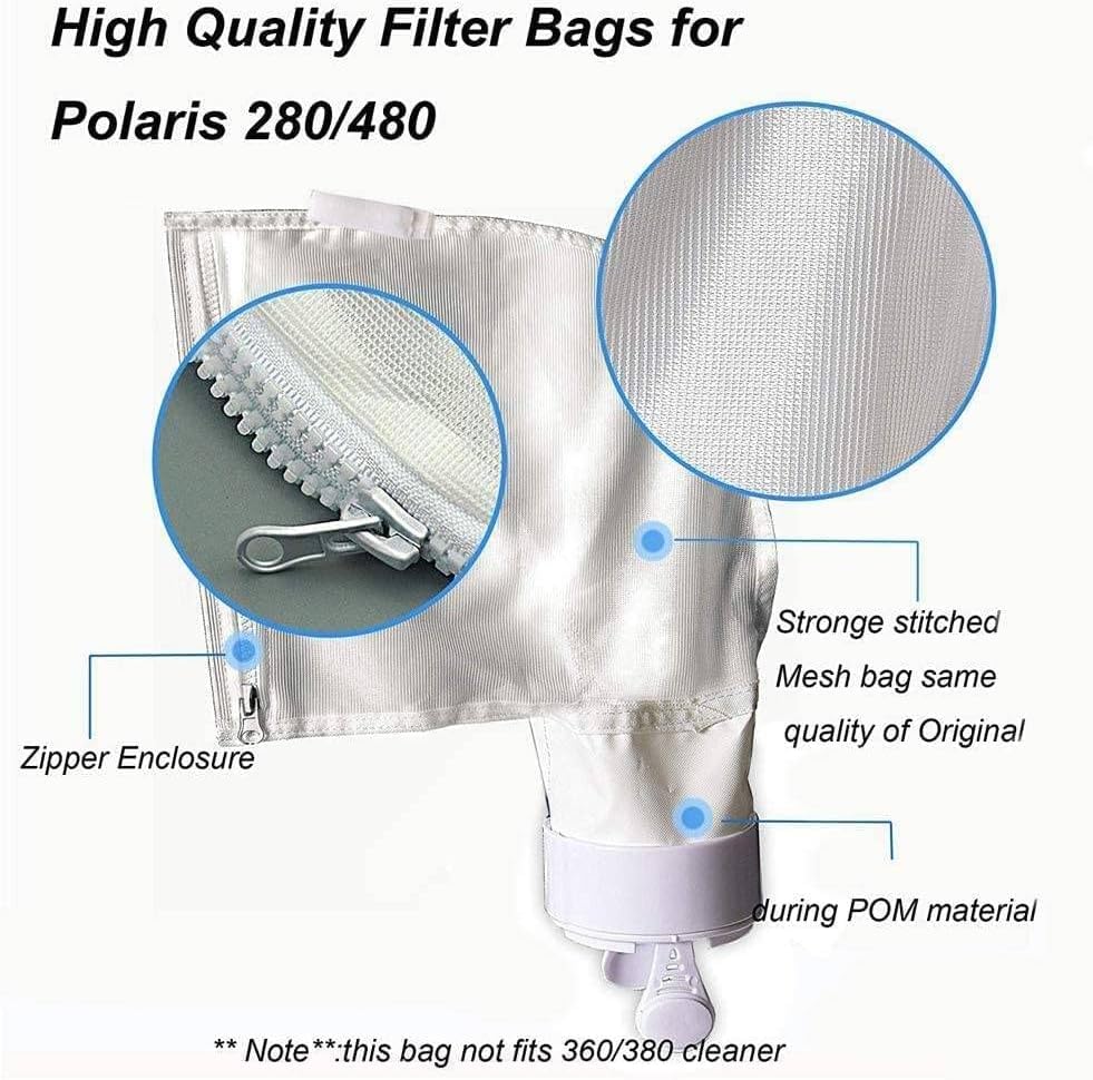UCEDER Nylon Mesh Pool Cleaner Bags,All Purpose Filter Bag K13 K16 with Zipper Replacement for Polaris 280 and 480 Pool Cleaner (4 Pack) - Image 5