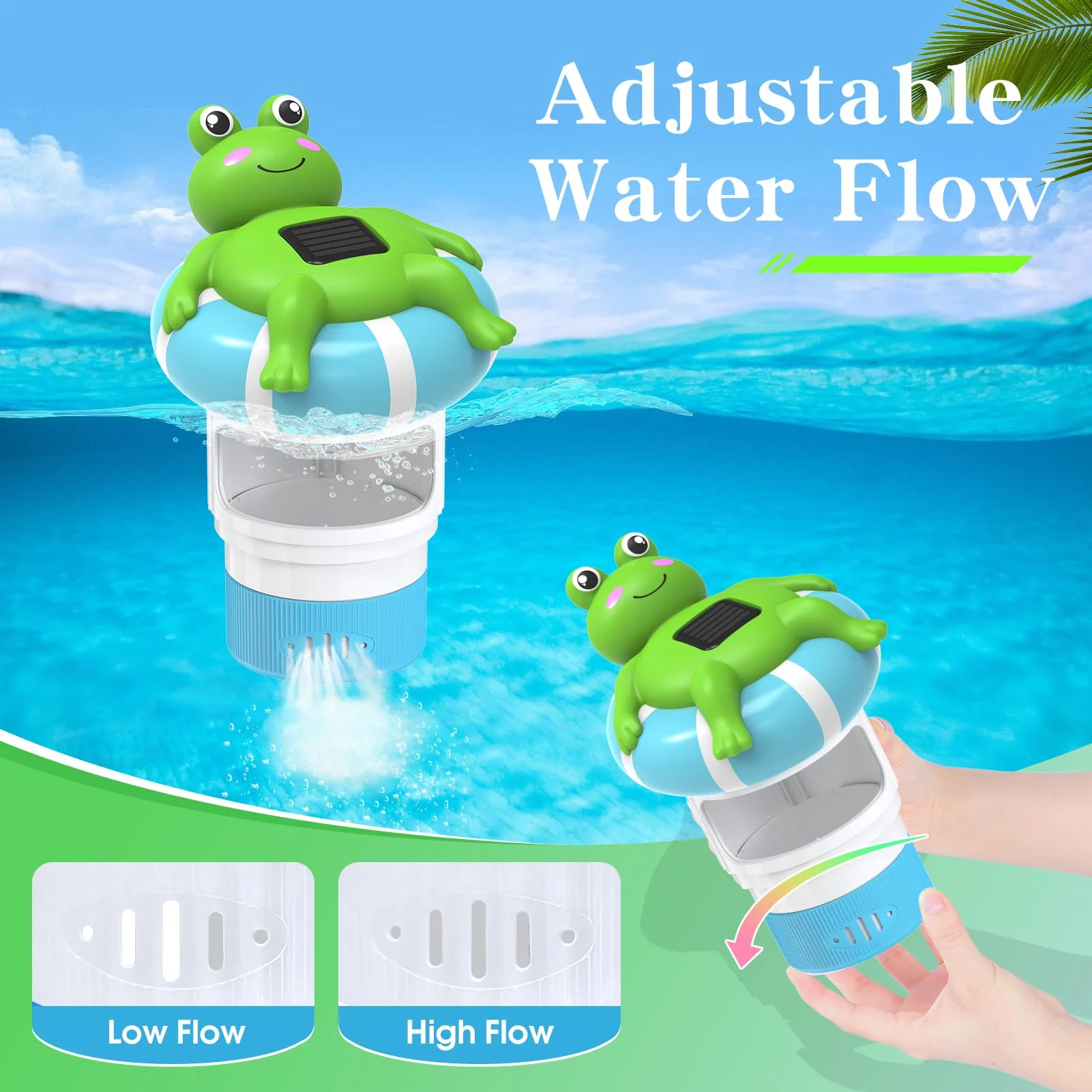 Uekars Pool Chlorine Floater, Solar Frog Chlorine Floater with Light, Glow in Dark Chlorine Tablet Floaters, Adjustable Release, Large Capacity Floating Chlorines Dispenser for Pool, Hot Tub, Spa - Image 5