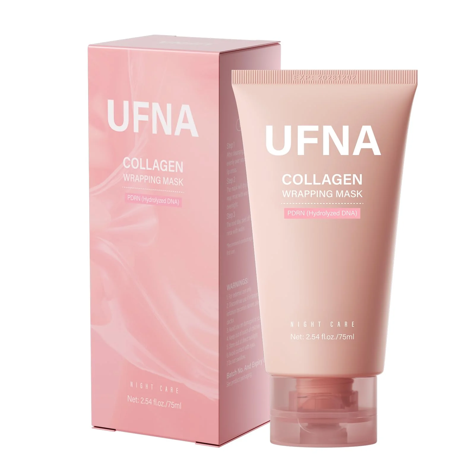UFNA Collagen Face Mask - Overnight Wrapping Mask - Facial Firming, Elasticity & Hydration - Hydrolyzed Sodium + Panthenol +Niacinamide for Reduce Dullness & Promote Smoother Skin Texture - 75ml - Image 2