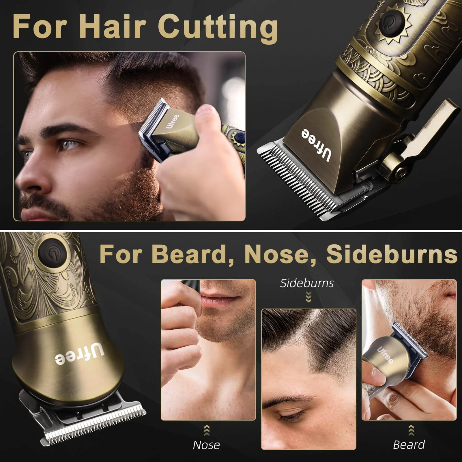 Ufree Beard Trimmer for Men with Hair Clipper, Professional Hair Clippers for Men and Hair Trimmers, Cordless Electric Razor Mens Grooming Kit for Nose, Face, Ear, Body, Gifts for Men Husband Father - Image 3