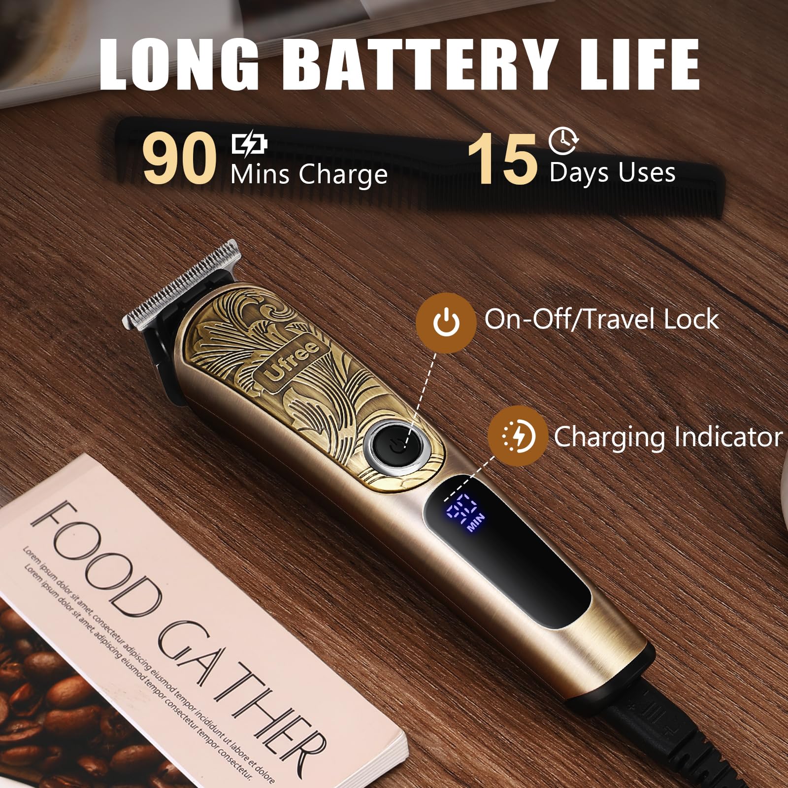 Ufree Beard Trimmer Men, Waterproof Electric Razor Nose, Body, Face and Mustache, Cordless Hair Clippers Shavers Grooming Kit, Gifts for Husband Father - Image 5