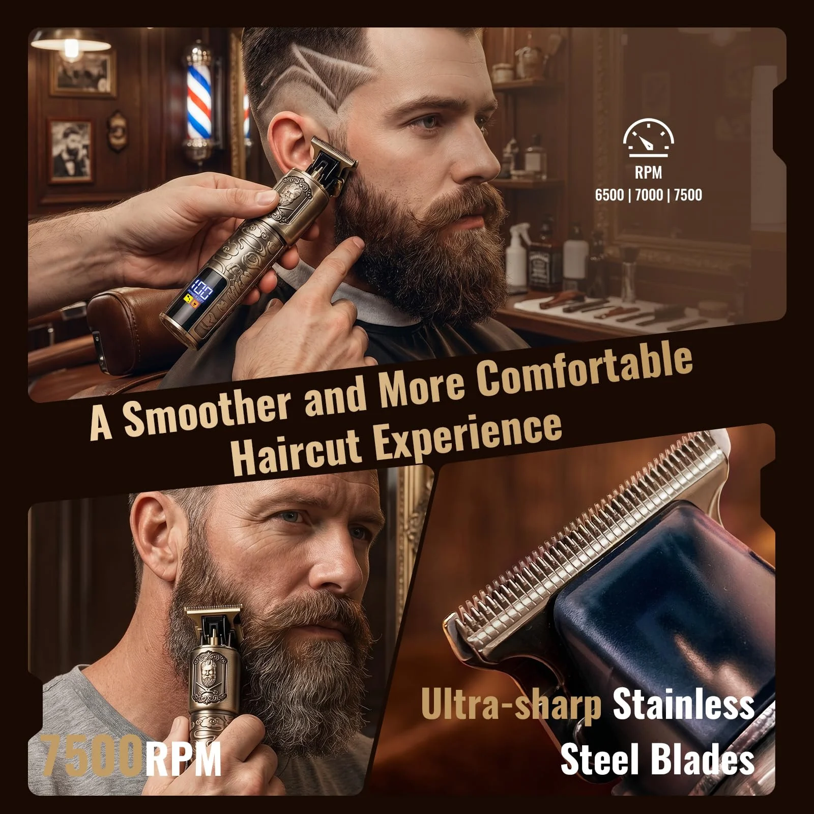 Ufree Electric Foil Shaver and Beard Trimmer Men, Electric Shavers Razor Hair Clippers for Mens Rechargeable Cordless, Mens Grooming Kit with 4 Guards, Close Shave, Gifts for Men - Image 2