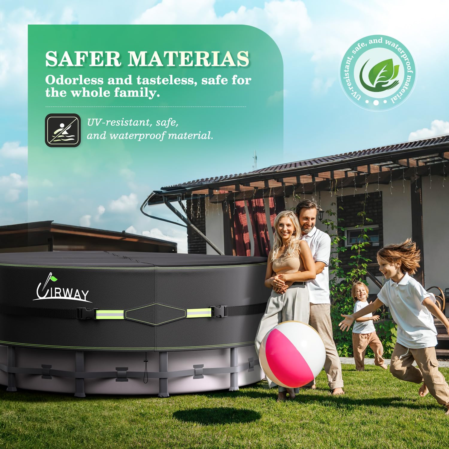 UIRWAY 12 Ft Round Pool Cover with Reflective Strips, Swimming Pool Cover for Above Ground Pools, Solar Cover Including Rope Tie and Luminous Ground Nails, PU Tarp Snug Fit for UV Protected - Image 3