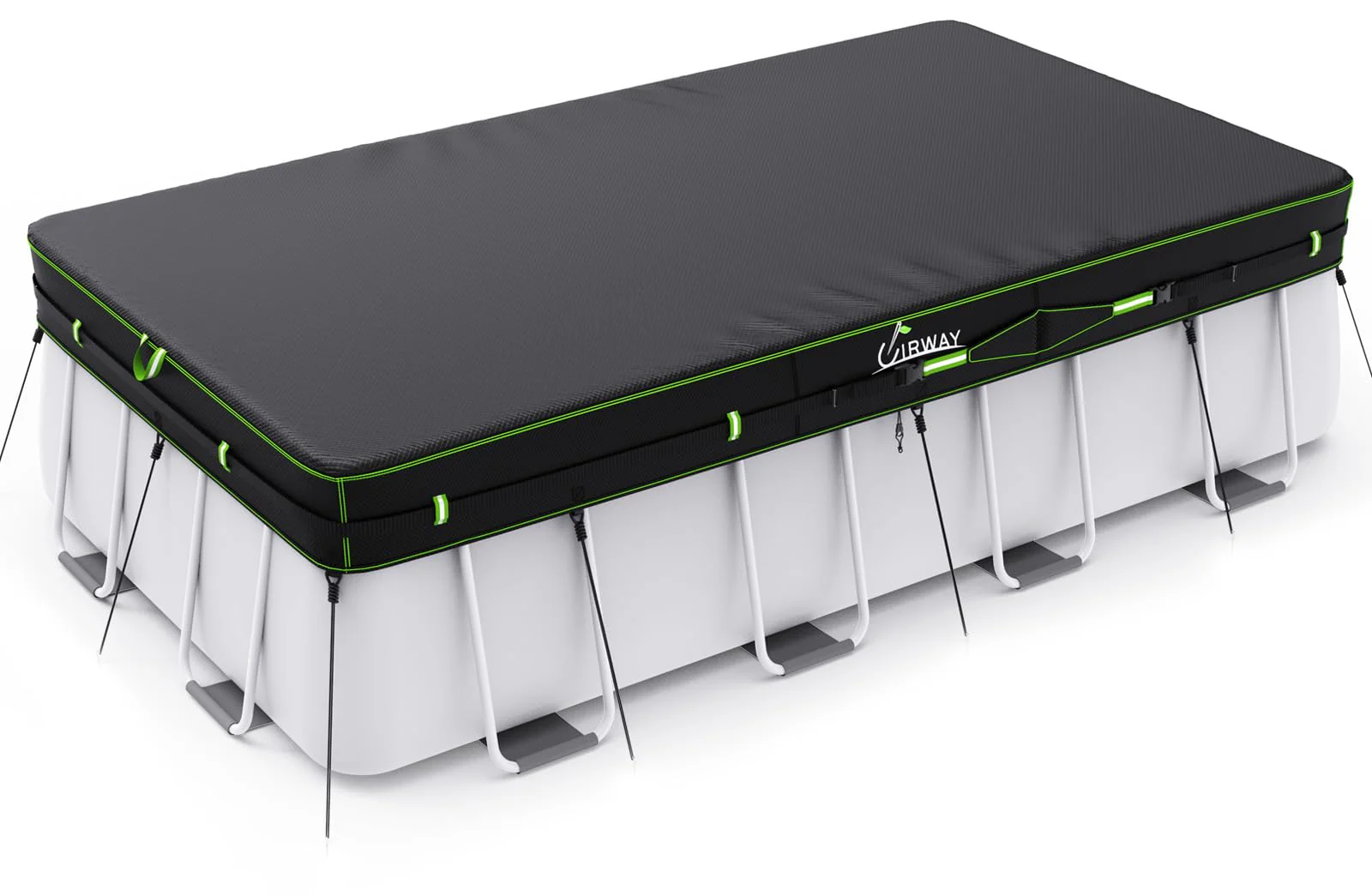 UIRWAY 7x10 FT Rectangular Pool Cover with Reflective Strips, Swimming Pool Covers for Above Ground Pool, Solar Cover Including Rope Tie and Luminous Ground Nails for Rectangular or Oval Pools - Image 2