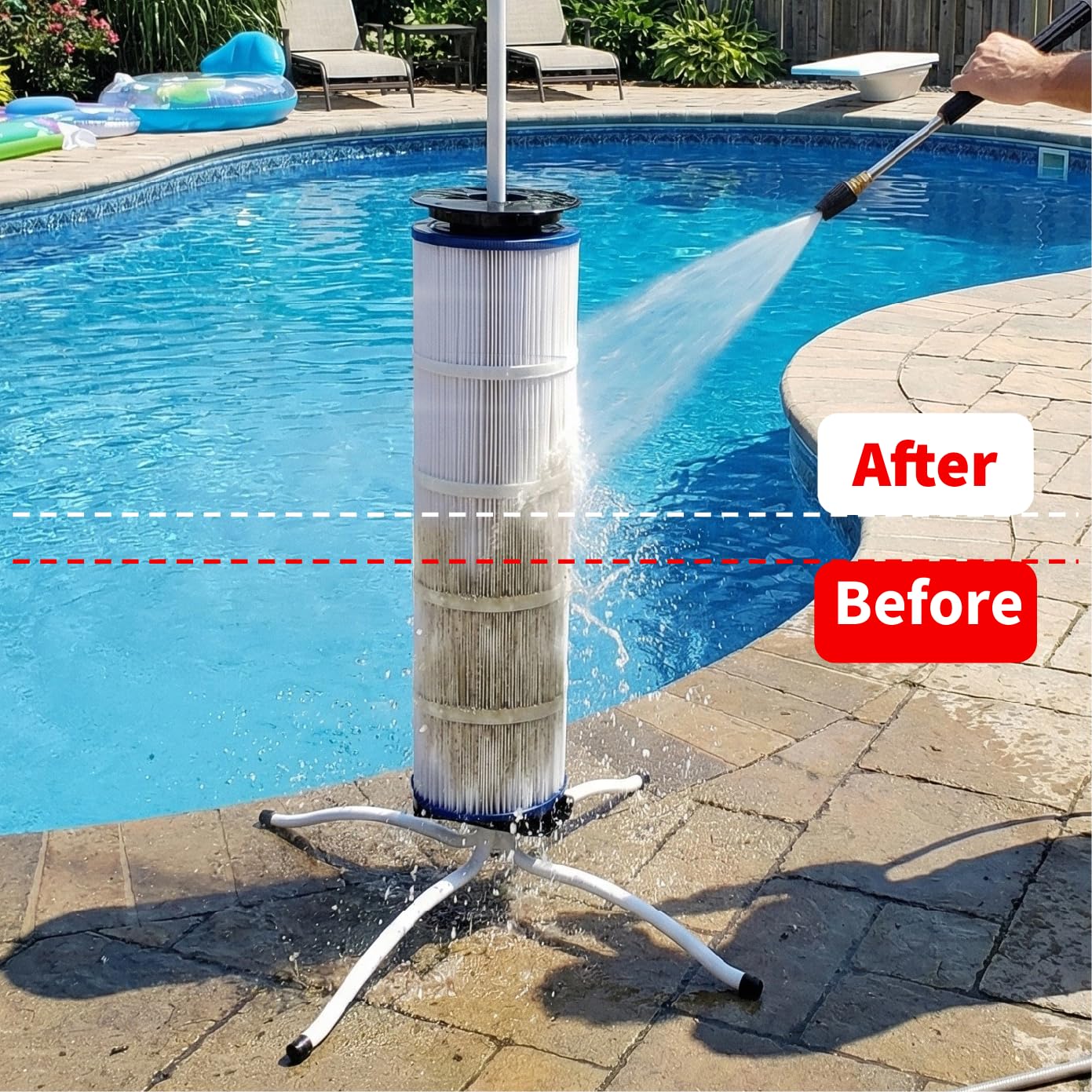 Ulinlo pouly Pool Filter Cleaner Stand Kit with Smooth Bearing, Rotatable Washing Tool for 3", 4", 6" Filter Cartridges - Image 6