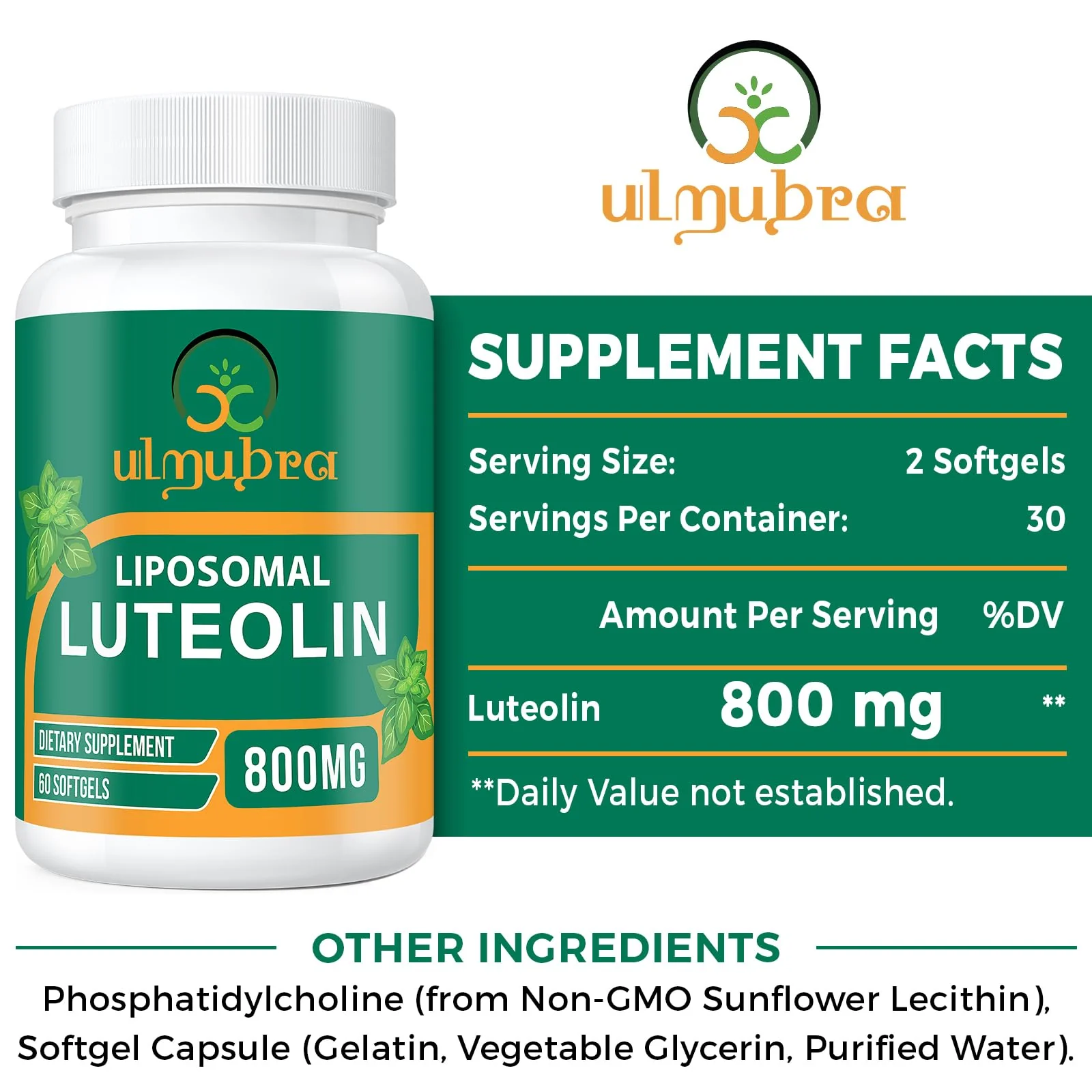Ulmubra 800 MG Liposomal Luteolin Supplement - Maximum Absorption, Premium Antioxidant Supplement for Brain & Overall Well-Being, 60 Softgels - 30-Day Supply - Image 4