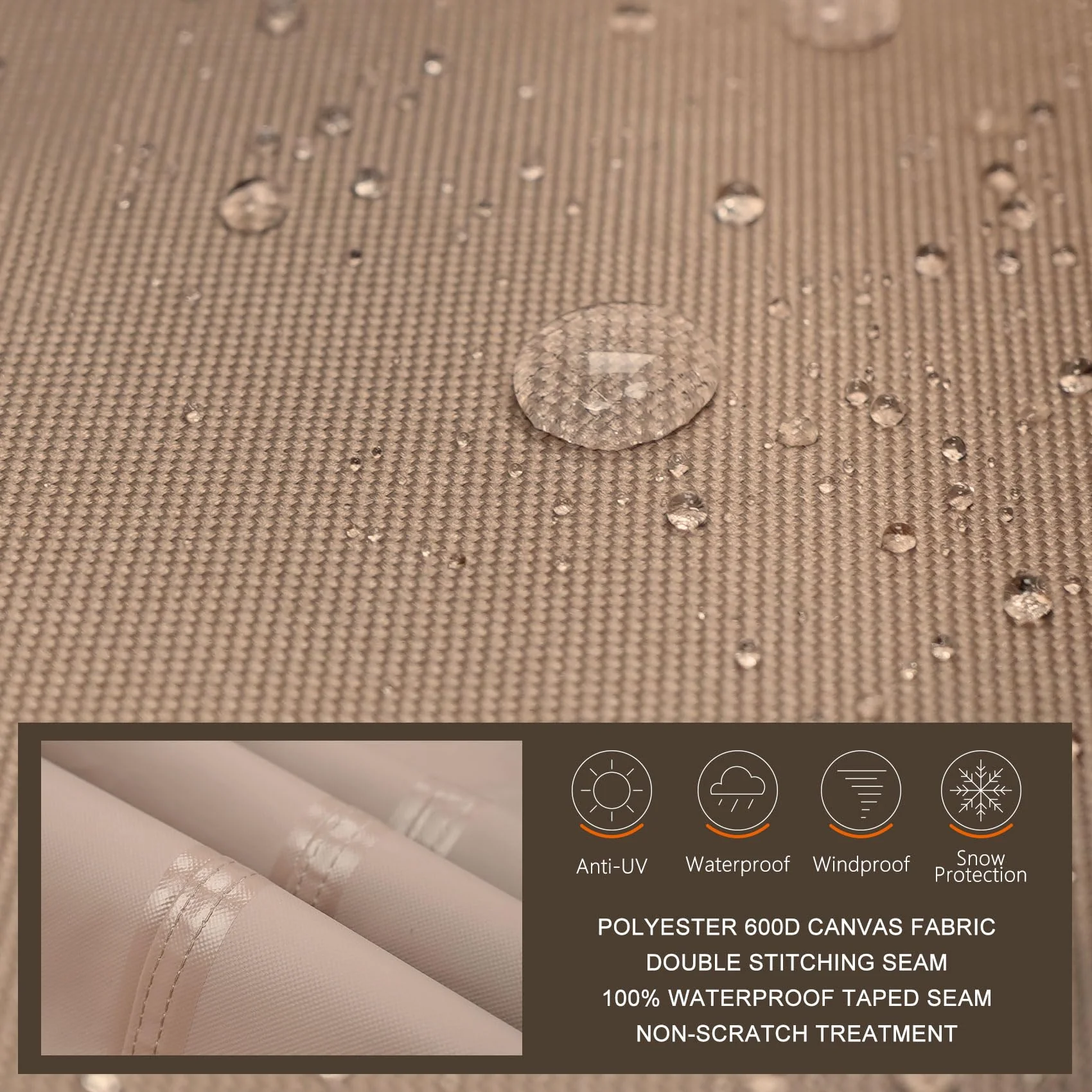 ULTCOVER Waterproof 600D Polyester Square Hot Tub Cover Outdoor SPA Covers 95 x 95 inch - Image 6