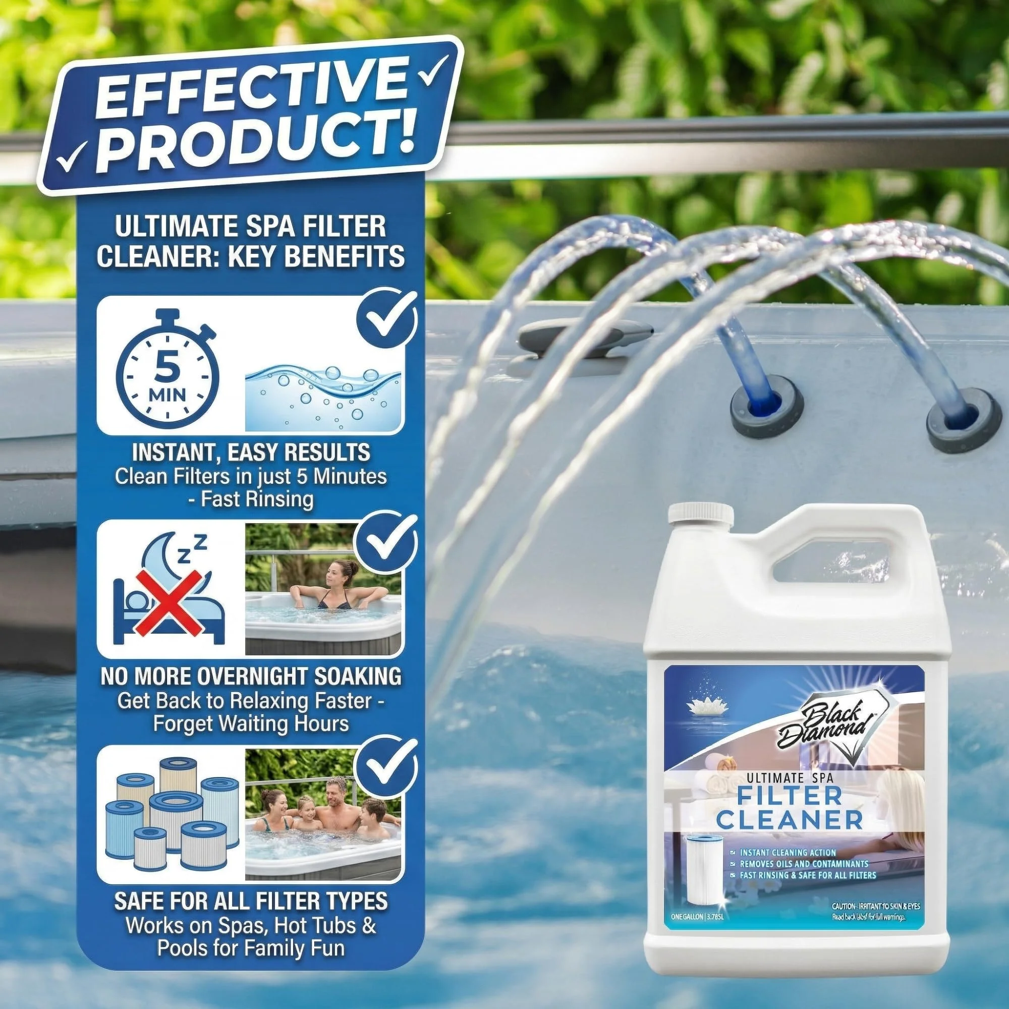 Ultimate Spa & Pool Filter Cleaner Spray, Professional Strength Fast Acting No Soak Hot Tub, Cartridge & Sand Filter Cleaning, Removes Body Oils, Sunscreen, Grease & Organic Build-Up. 32 oz. - Image 3