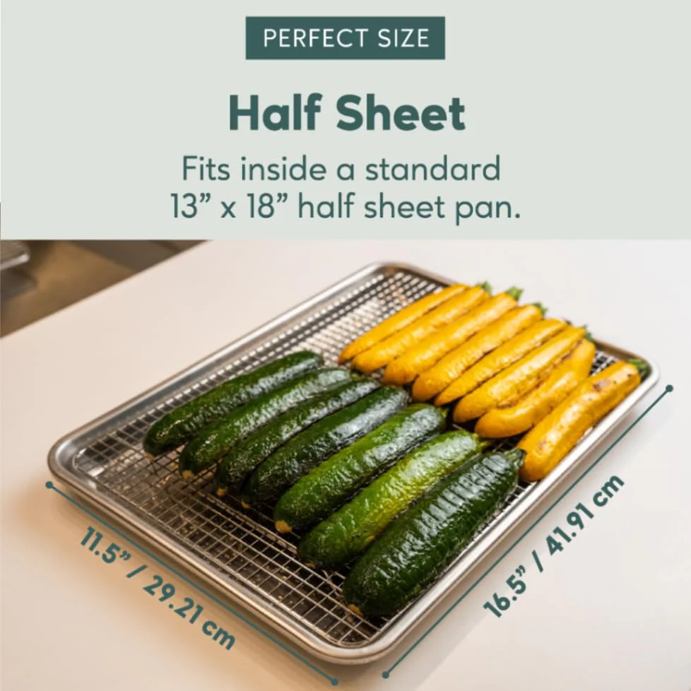 Ultra Cuisine Oven-Safe, Dishwasher-Safe 100% Stainless Steel Cooling and Baking Rack Set Heavy Duty Tight-Wire - 11.5 x 16.5-inch - Set of 2 - Half Sheet Pan Cooling Racks - Image 8