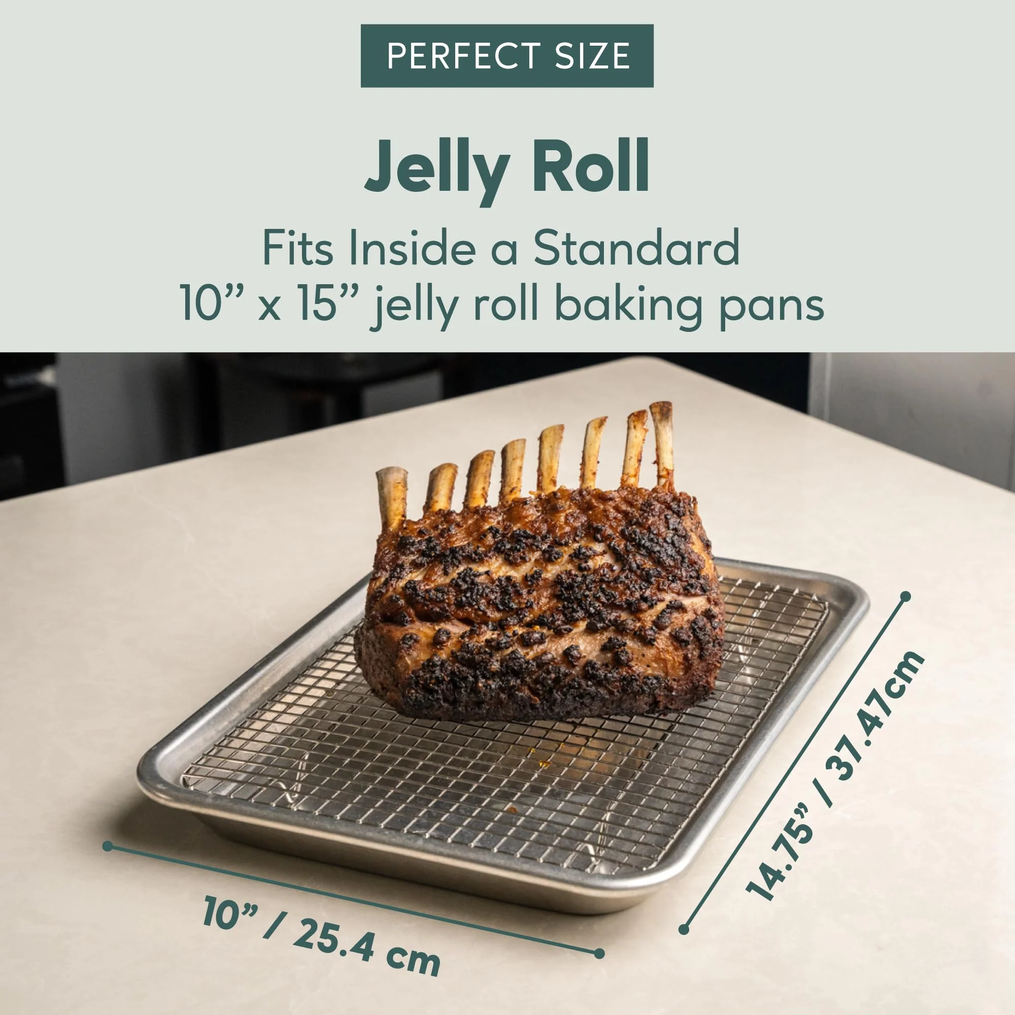 Ultra Cuisine Oven-Safe, Dishwasher-Safe 100% Stainless Steel Cooling & Baking Rack Set - Jelly Roll Sheet Pan Size - Heavy Duty - 10 x 14.7" - Set of 2 - Wire Cooling Racks for Baking & Cooking - Image 6