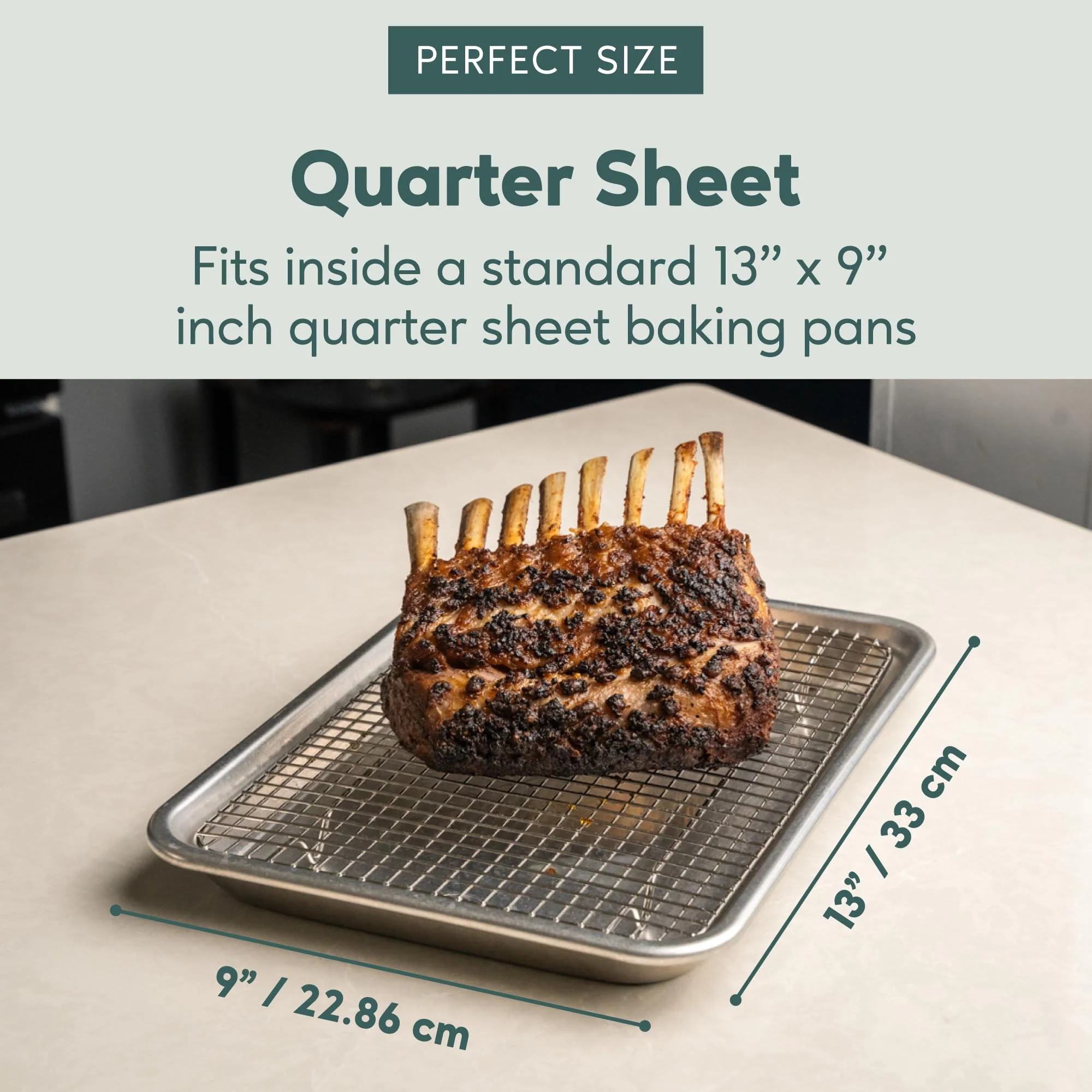 Ultra Cuisine Stainless Steel 8.5 x 12-inch Cooling and Baking Rack - Oven-Safe - Dishwasher-Safe - Heavy Duty - Tight Wire Bake for Oven Cooking - Quarter Sheet Pan - Ideal as Roasting Rack - Image 6