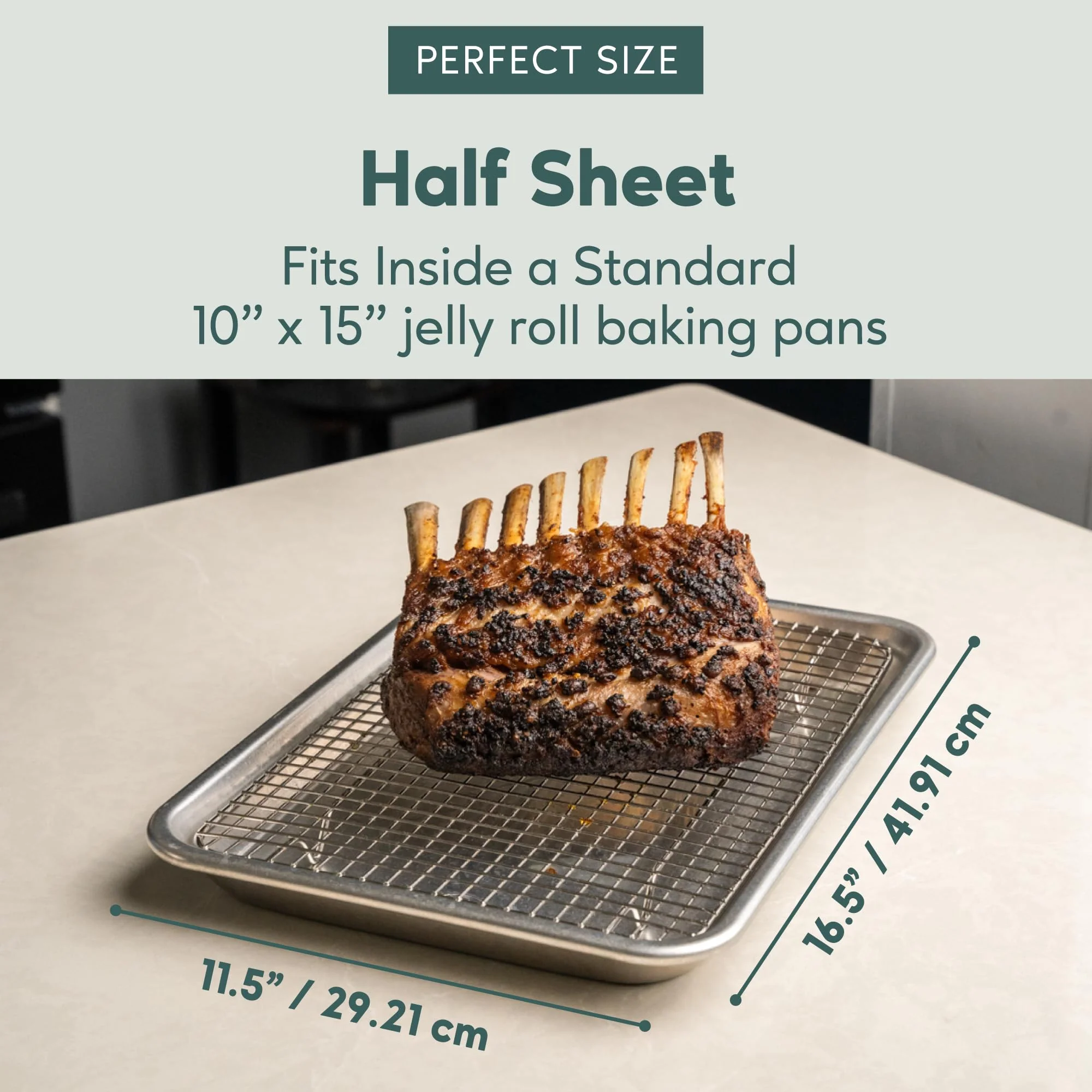 Ultra Cuisine Stainless Steel Baking Rack - 10x14.75 inch Jelly Roll Pan Wire - Oven Grill Sheet Pan - Oven Safe - Dishwasher Safe - Heavy Duty Wire Cooling Rack for Cooking Baking and Roasting - Image 6