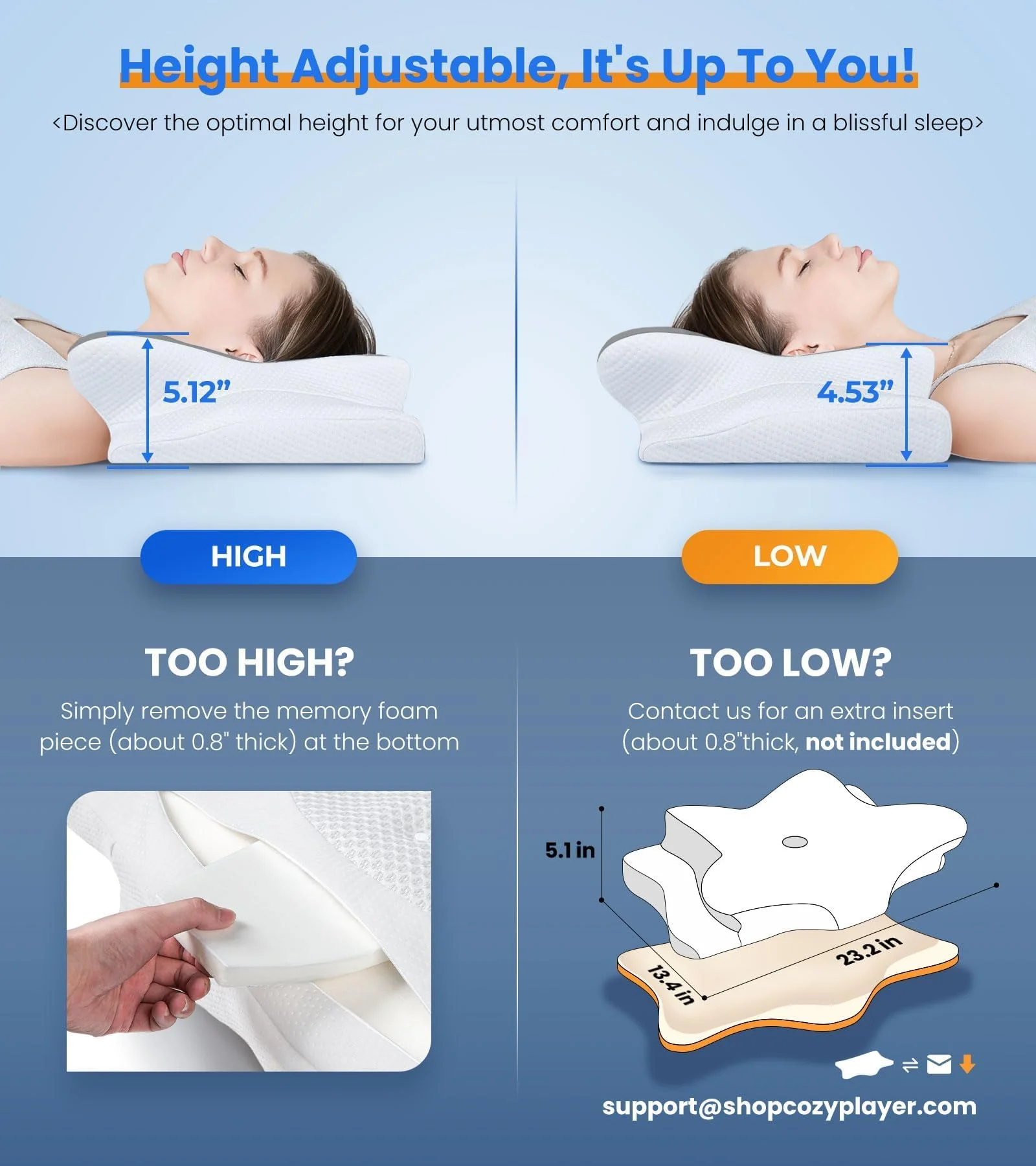Ultra Pain Relief Cooling Pillow for Neck Support, Adjustable Cervical Pillow Cozy Sleeping, Odorless Ergonomic Contour Memory Foam Pillows, Orthopedic Bed Pillow for Side Back Stomach Sleeper - Image 4