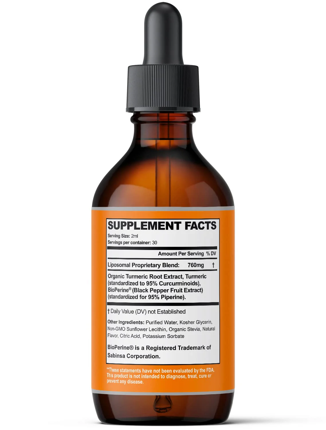 Ultra6 Nutrition Liquid Turmeric Curcumin Extract with Black Pepper - Turmeric Drops with Bioperine - Easy-to-Take Supplements Made in USA (60ml) - Image 4