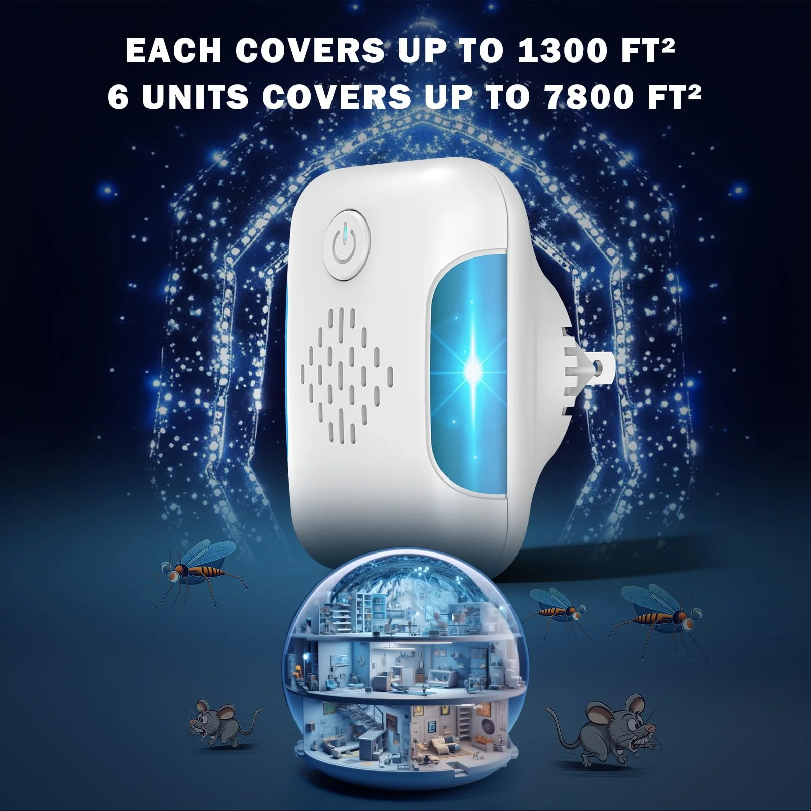 Ultrasonic Pest & Mouse Repeller, Indoor Pest Control, Ultrasonic Pest Repellent, Indoor Pest Control for Home, Kitchen, Office, Warehouse, Hotel, Two Mode Switching, 6 Packs - Image 6