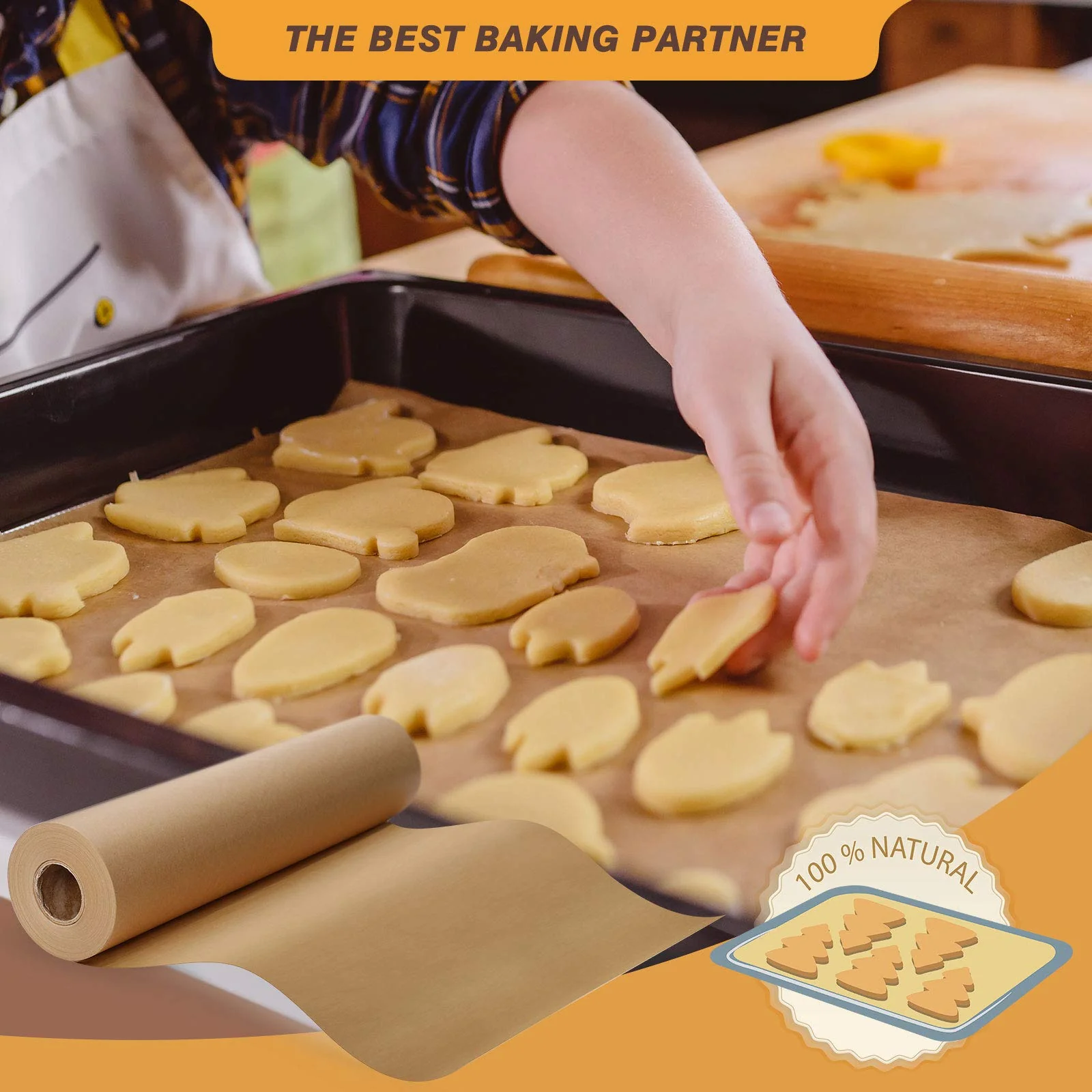 Unbleached 15 x 200 ft Parchment Baking Paper Roll - 250 Sq.Ft for Baking, Cooking, Grilling, Air Fryer and Steaming - Image 4
