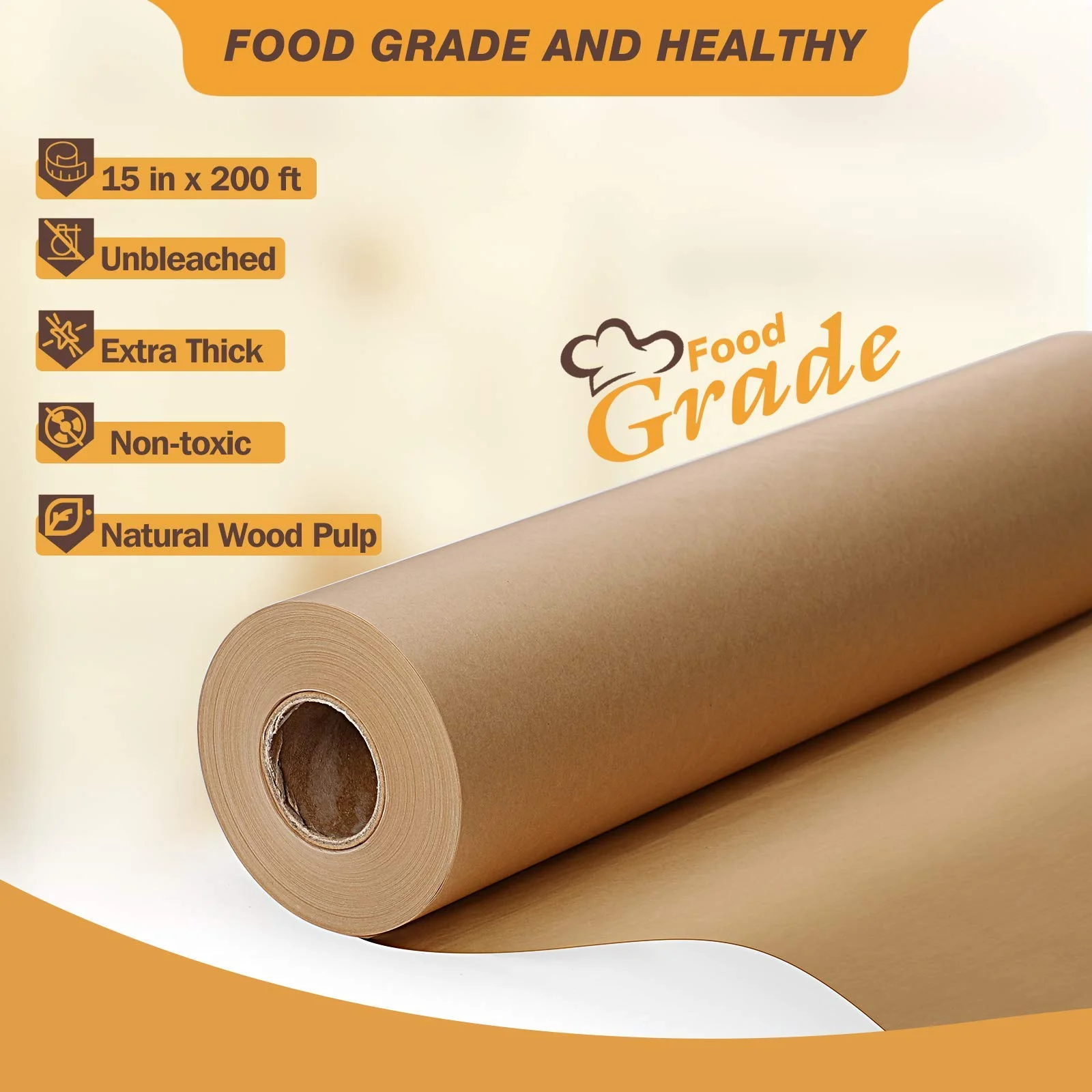 Unbleached 15 x 200 ft Parchment Baking Paper Roll - 250 Sq.Ft for Baking, Cooking, Grilling, Air Fryer and Steaming - Image 7