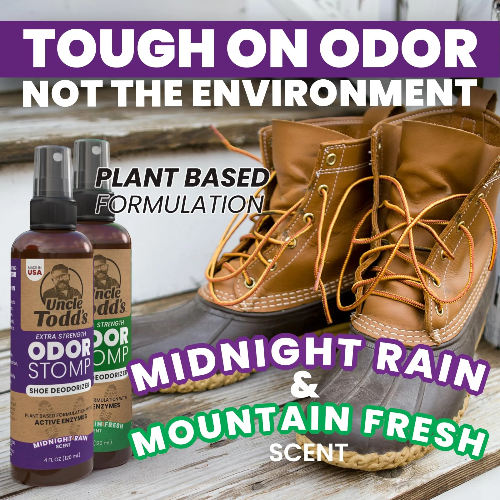 Uncle Todd's Odor Stomp Shoe Deodorizer 2-Pack - Proven & Powerful Enzyme Shoe Spray for Odor Elimination in All Footwear - Image 3