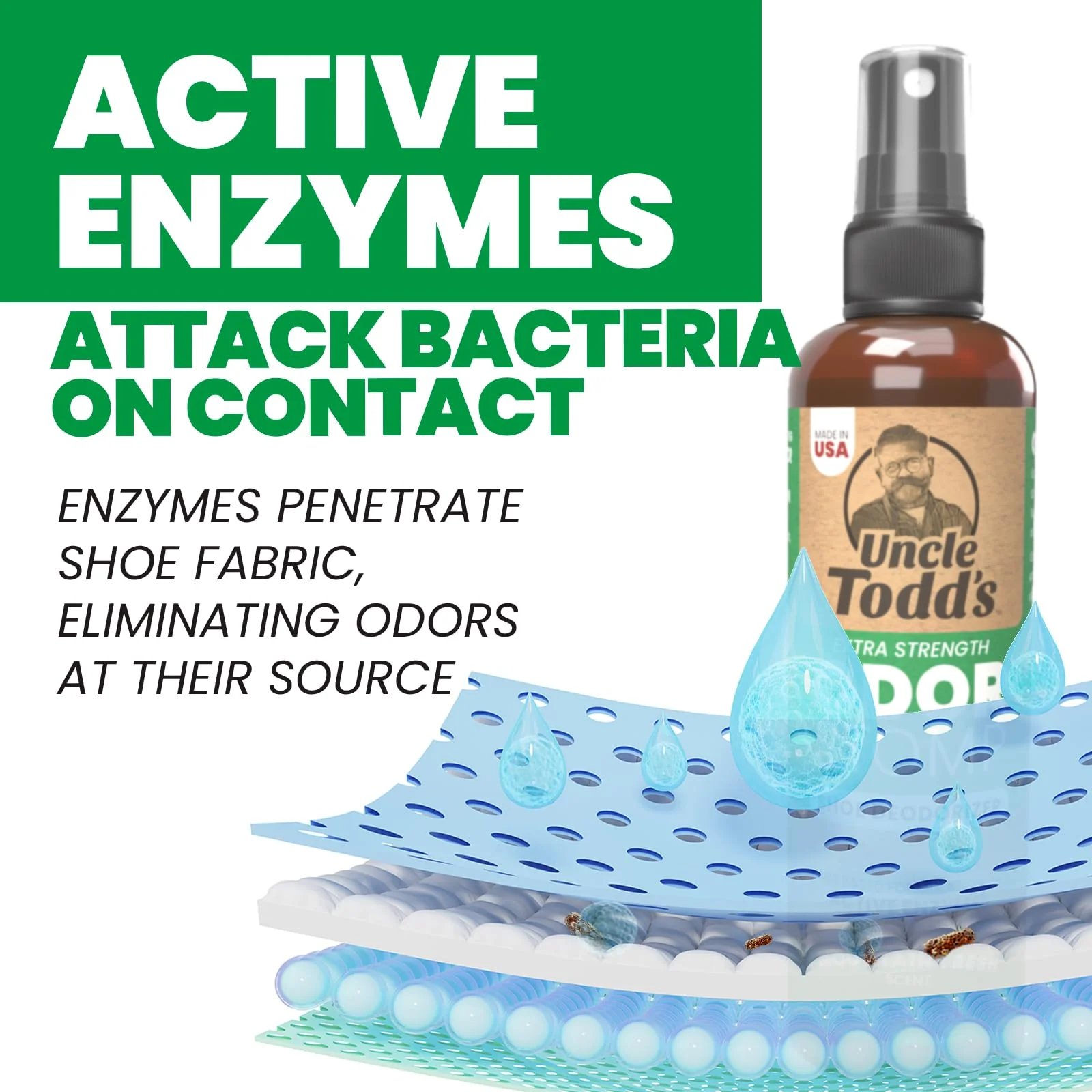 Uncle Todd's Odor Stomp Shoe Deodorizer 2-Pack - Proven & Powerful Enzyme Shoe Spray for Odor Elimination in All Footwear - Image 6