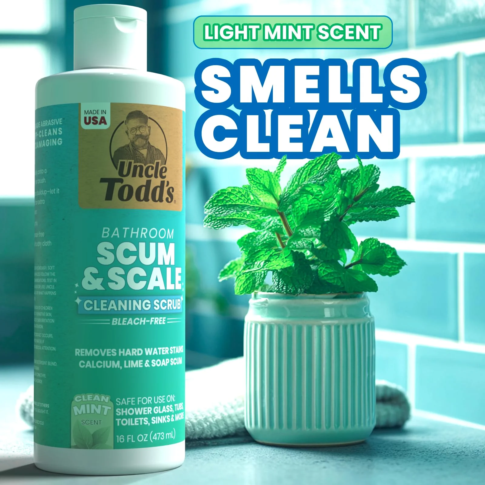 Uncle Todd's Scum & Scale Bathroom Cleaner Hard Water Stain & Soap Scum Remover – Bleach-Free, Heavy Duty Calcium Lime Rust Cleaner for Shower, Glass, Toilet, Tub & Sink – 16oz - Image 2