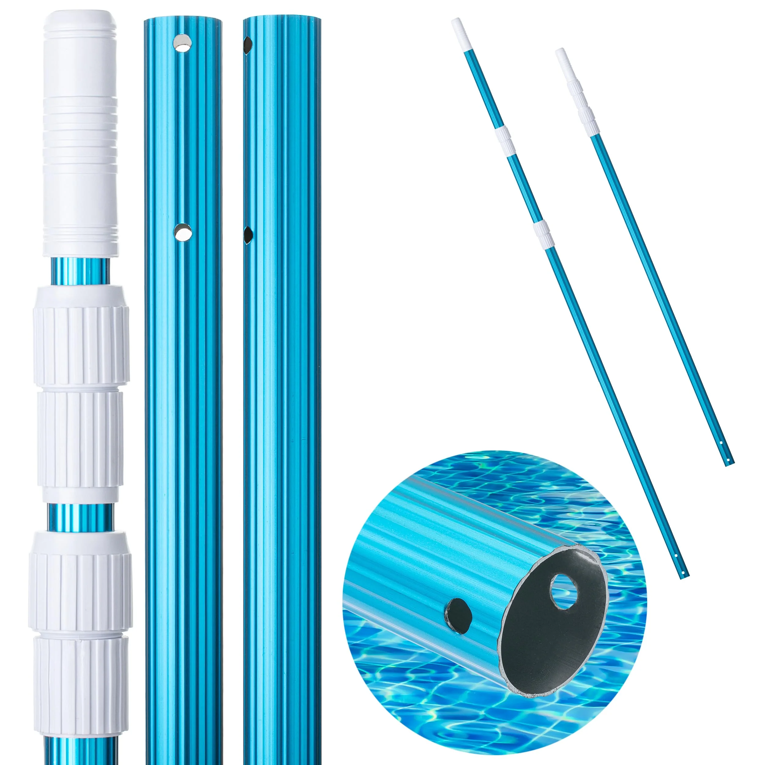 UNCO- Telescopic Pool Pole, 12Ft, Adjustable 3Piece Expandable Step-Up, Pool Brush Pole for Cleaning - Image 2