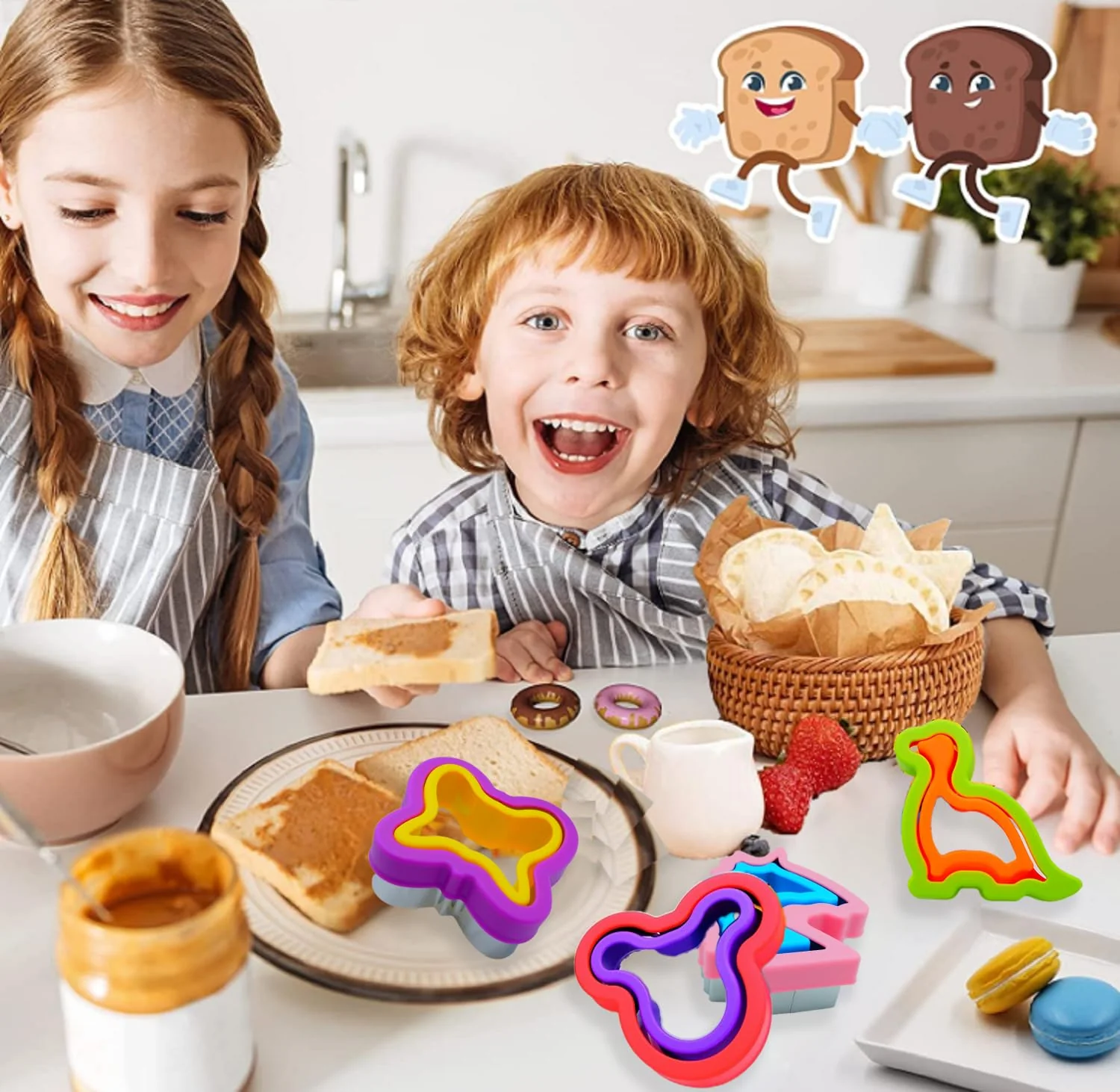 Uncrustable Maker, 12pcs Sandwich Cutter and Sealer sets, Uncrustable Sandwich Cutter, Decruster Sandwich Maker, Bread Cookie Cutters for Boys Girls Lunch & Bento Box (Dino Mouse Butterfly Unicorn) - Image 4