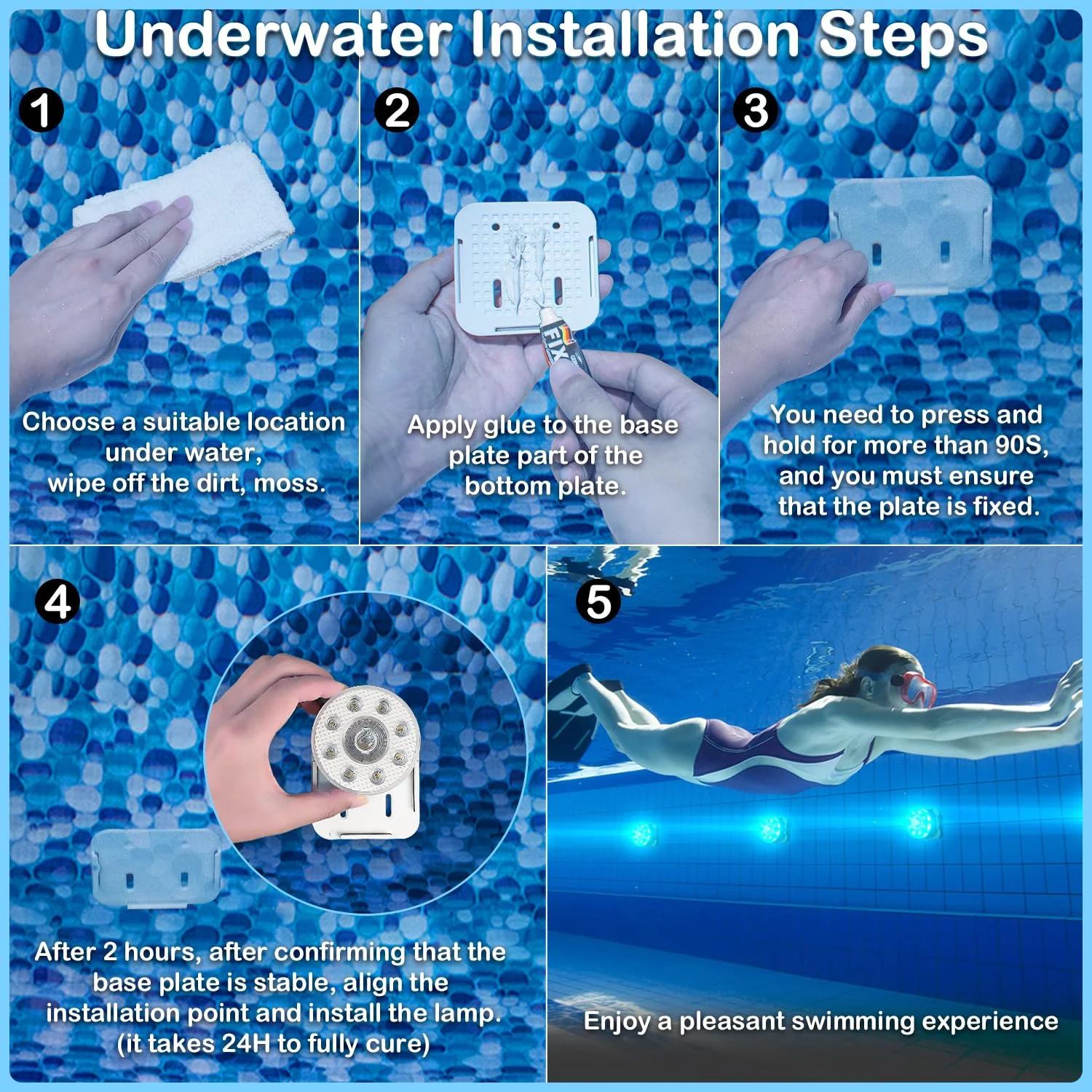 Underwater Pool Lights for Above Ground Pools and Inground Swimming Pools with Remote Timer Off, Magnet RGB Submersible LED Lights Rechargeable Spotlight 16 Colors 9-Mode, Hot Tubs, Fountain -4Pack - Image 3