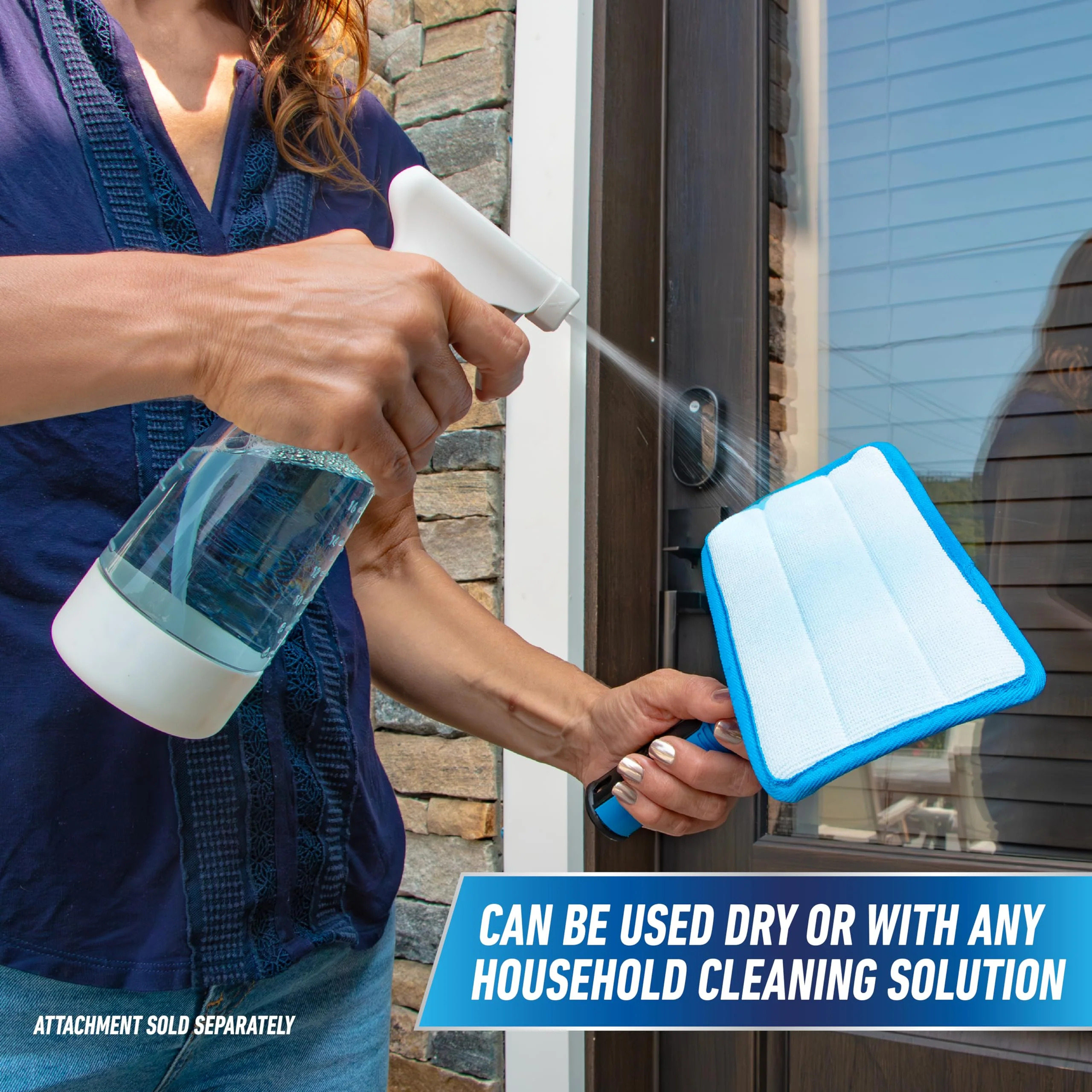 Unger Professional Indoor Window Cleaning Kit with 2' Pole — Swivel Head Pad Washer for Glass, Mirrors & Flat Surfaces, Streak-Free Results, 2 Reusable Microfiber Pads, Wet or Dry Use - Image 3