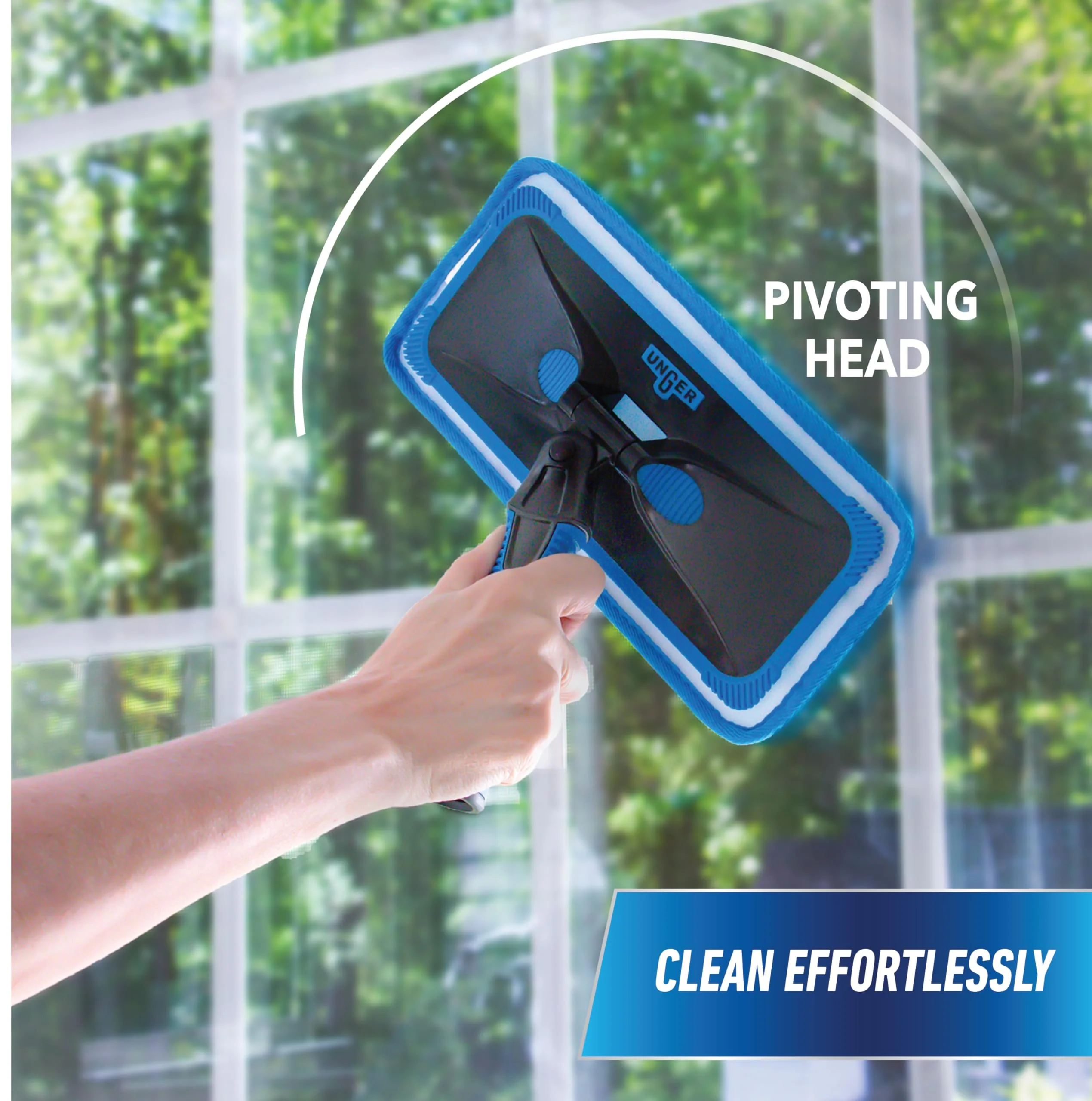 Unger Professional Indoor Window Cleaning Kit with 2' Pole — Swivel Head Pad Washer for Glass, Mirrors & Flat Surfaces, Streak-Free Results, 2 Reusable Microfiber Pads, Wet or Dry Use - Image 4