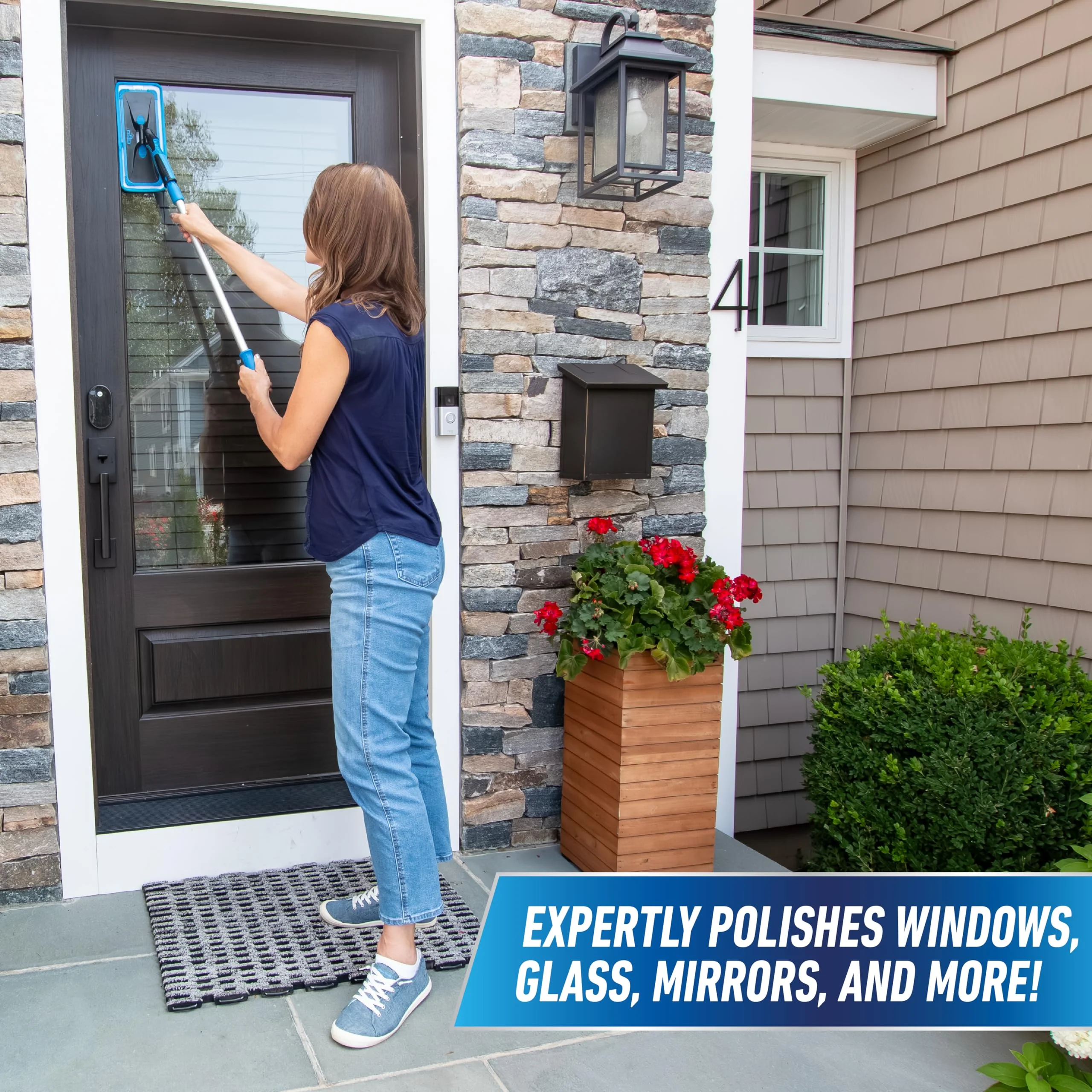 Unger Professional Indoor Window Cleaning Kit with 2' Pole — Swivel Head Pad Washer for Glass, Mirrors & Flat Surfaces, Streak-Free Results, 2 Reusable Microfiber Pads, Wet or Dry Use - Image 7