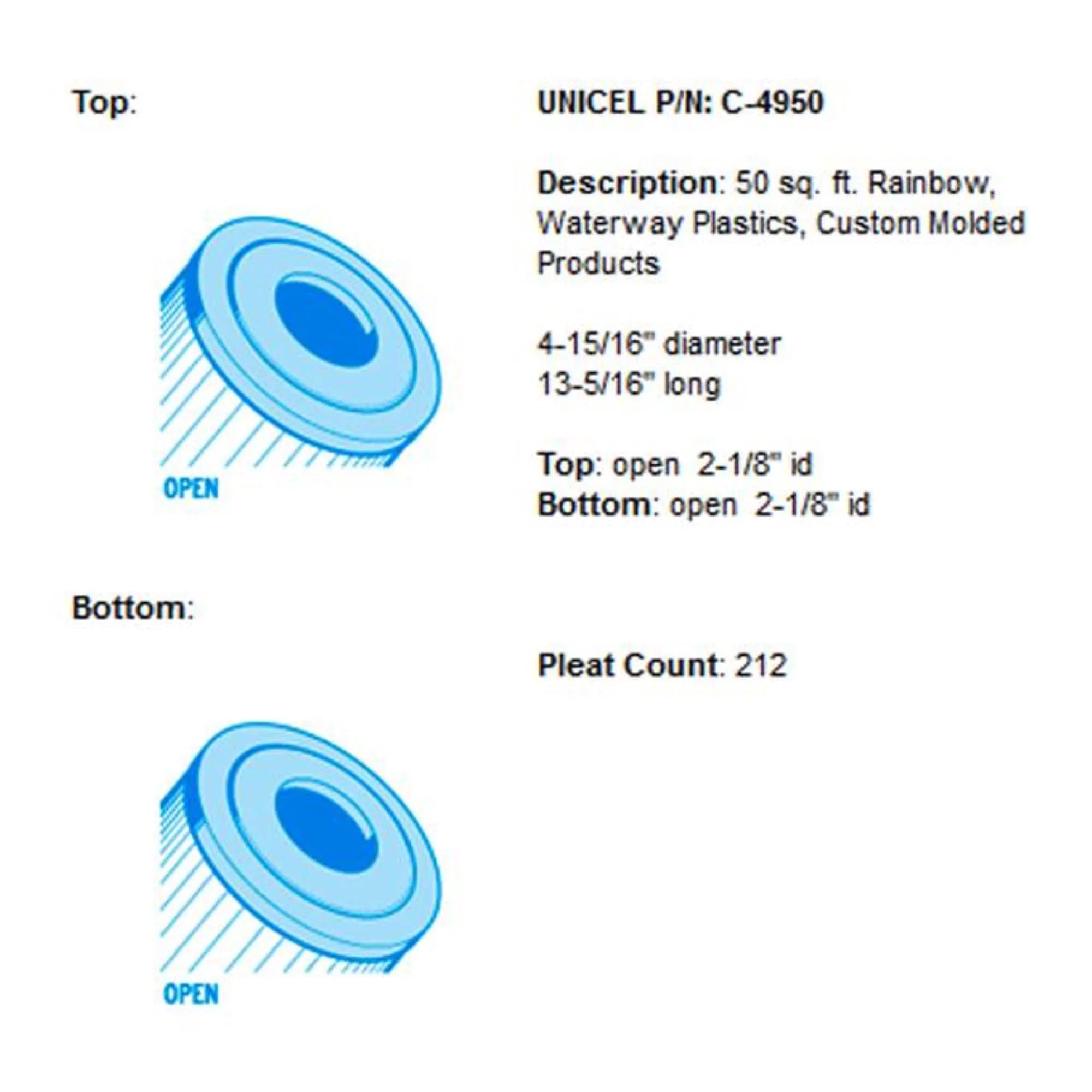 Unicel C-4950 50 Square Foot Media Replacement Pool Hot Tub Spa Filter Cartridge with 212 Pleats (2 Pack) - Image 3