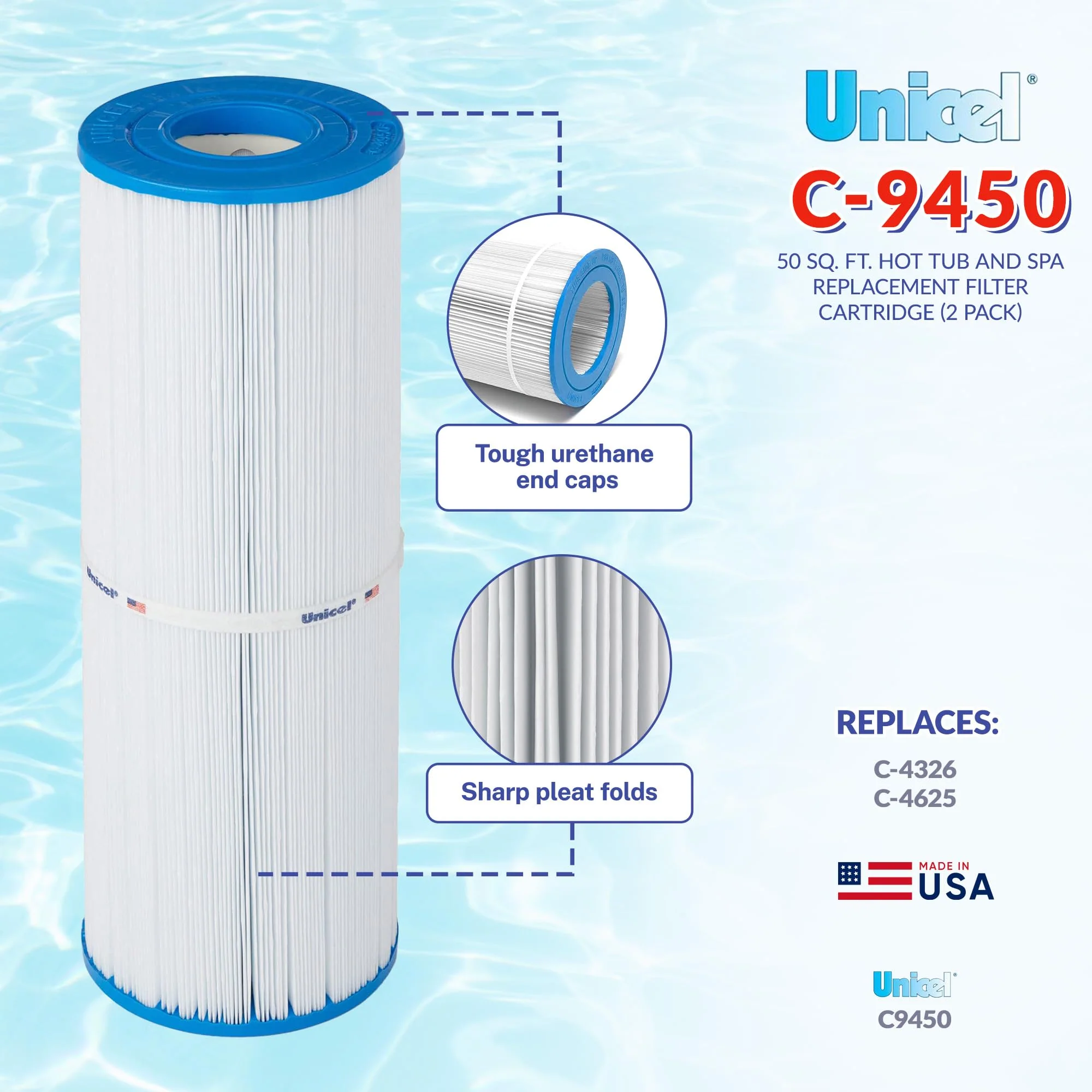 Unicel C-4950 50 Square Foot Media Replacement Pool Hot Tub Spa Filter Cartridge with 212 Pleats (2 Pack) - Image 6