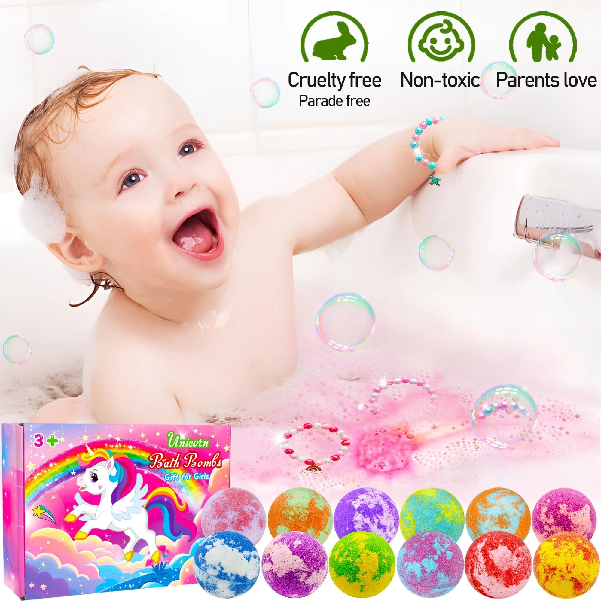 Unicorn Bath Bombs for Girls Kids with Toys Surprise Jewelry Inside Gift for Girls 3 4 5 6 7 8 Years Old Birthday Gifts Ideas Easter Gifts for Girls Easter Basket Stuffers Egg Fillers Christmas Gifts - Image 2