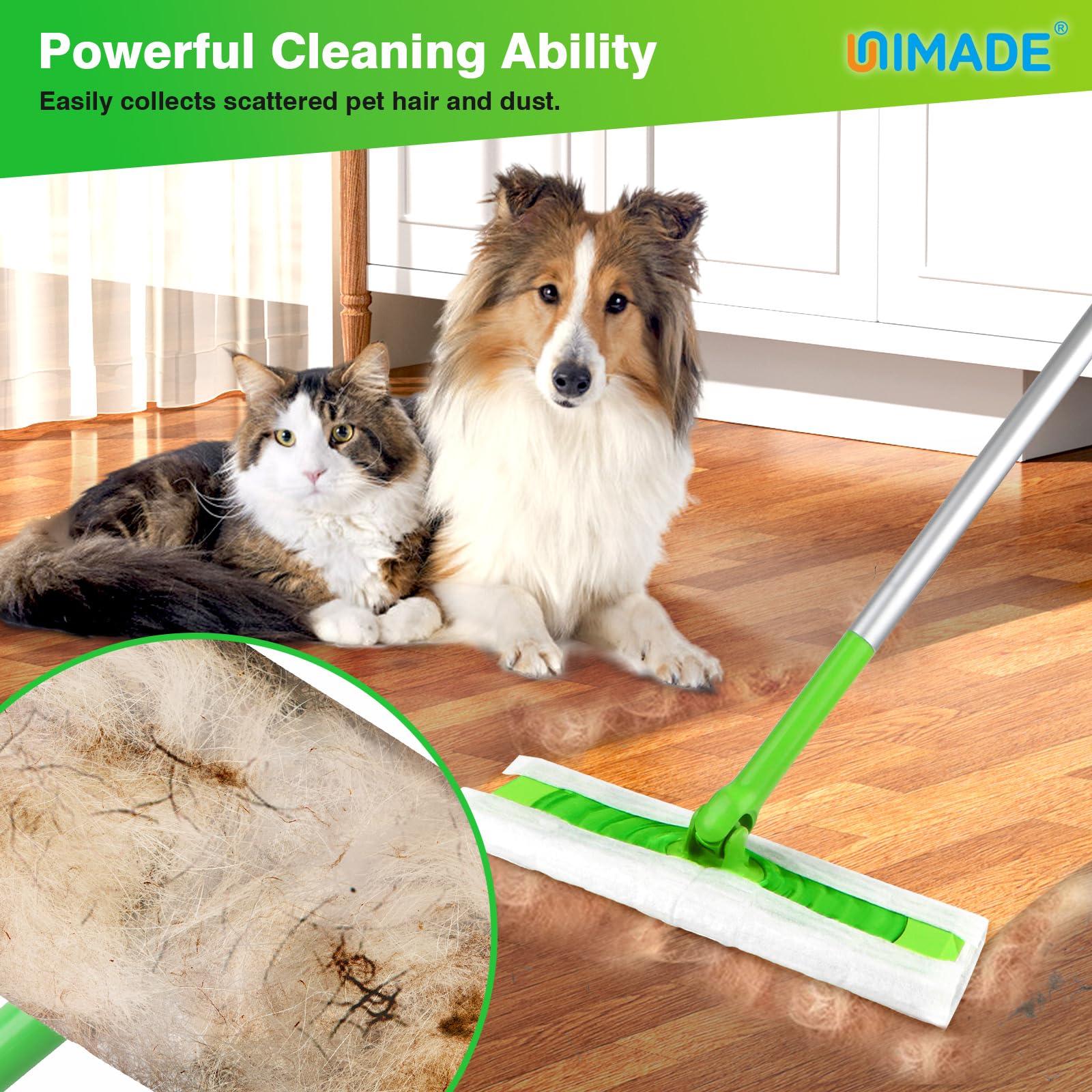 UNIMADE Dry Sweeping Cloths, 180 Count Mop Refill Compatible with Swiffer Sweeper - Disposable Duster Refills Mops for Cleaning Hardwood Floor Dust - Image 7