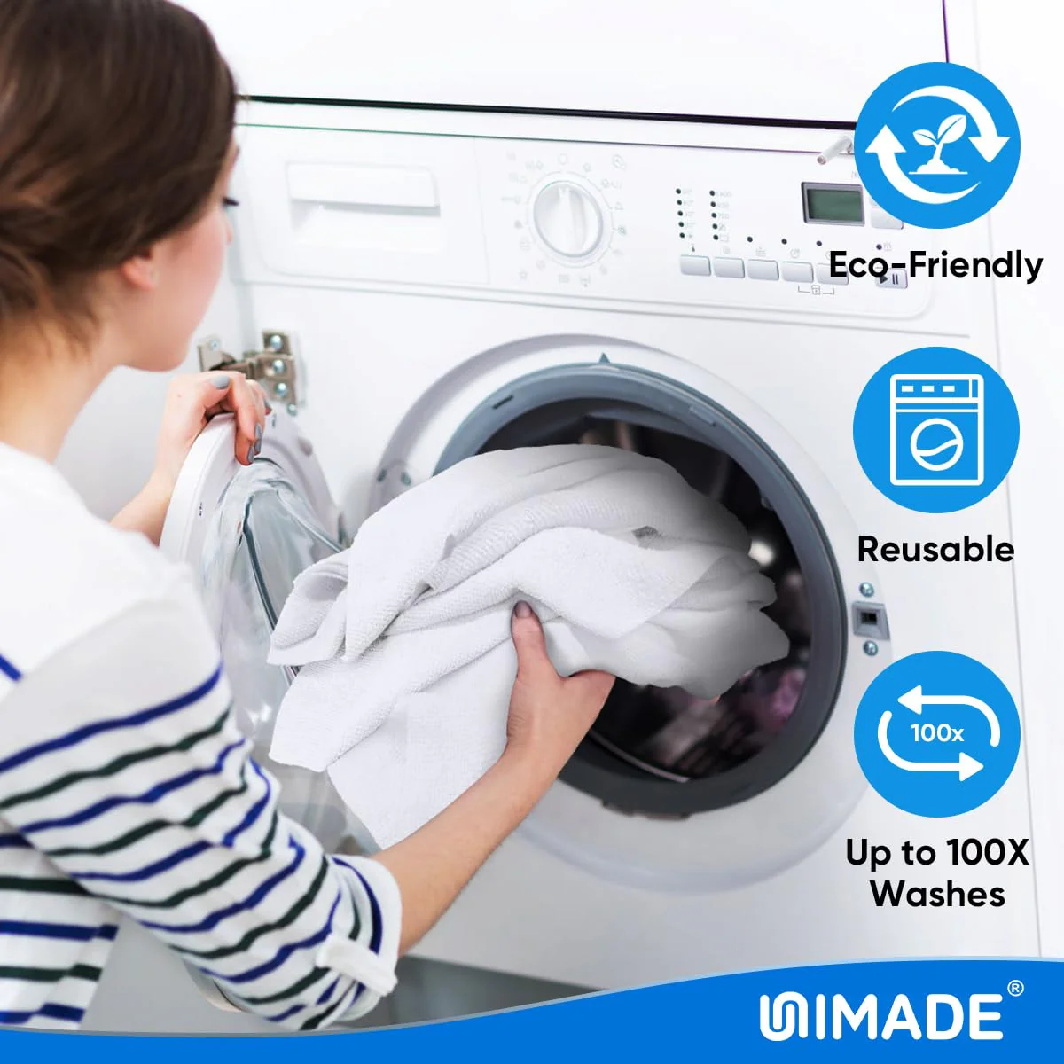 UNIMADE Shop Towel Rags, 50 Pack Reusable Shop Rags Bulk Microfiber Cleaning Cloth Lint Free Cleaning Towels for Car Kitchen Automotive Bar Mechanic Restaurant Garage, 11.5"x 11.5", White - Image 3
