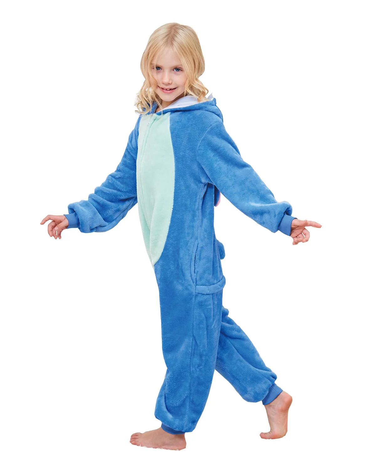 Unisex Kids Onesie Animal Cosplay One-Piece Pajamas Christmas Halloween Costumes Blue - Image 3