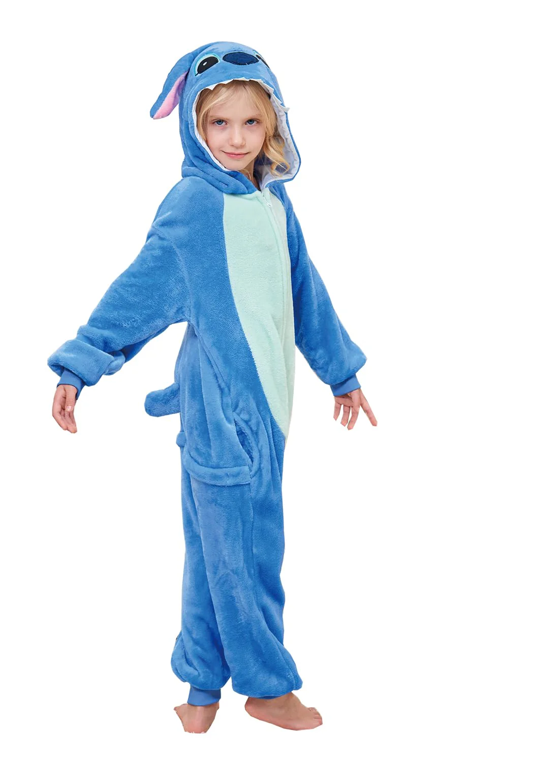 Unisex Kids Onesie Animal Cosplay One-Piece Pajamas Christmas Halloween Costumes Blue - Image 5