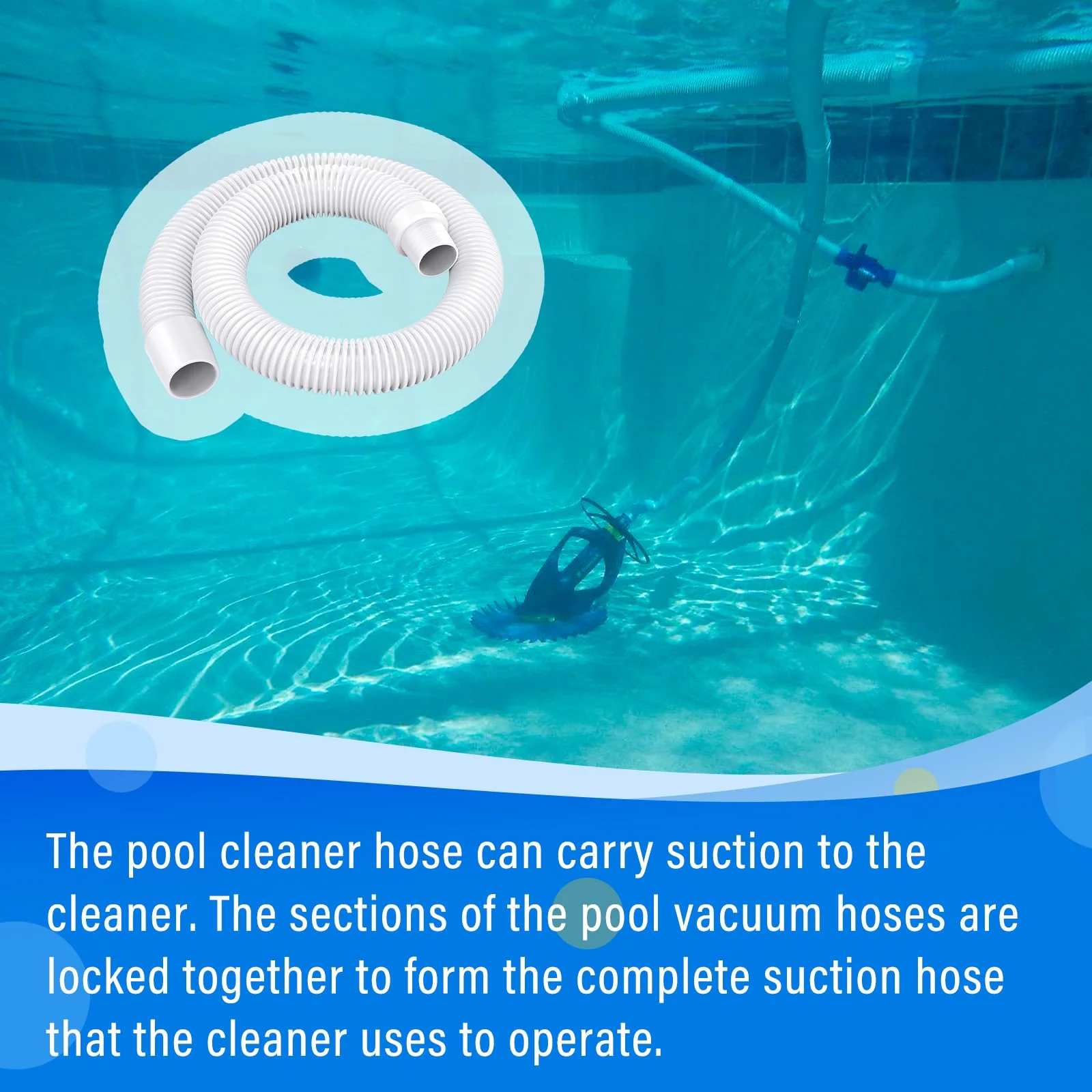 Universal Pool Vacuum Hose 48" Long Fit for Kreepy Krauly, Baracuda G3/G4, Hayward Navigator, Pool Vac Ultra and Most Automatic Pool Vacuum Cleaners, Swimming Pool Cleaner Suction Hose, 3 Pack - Image 3