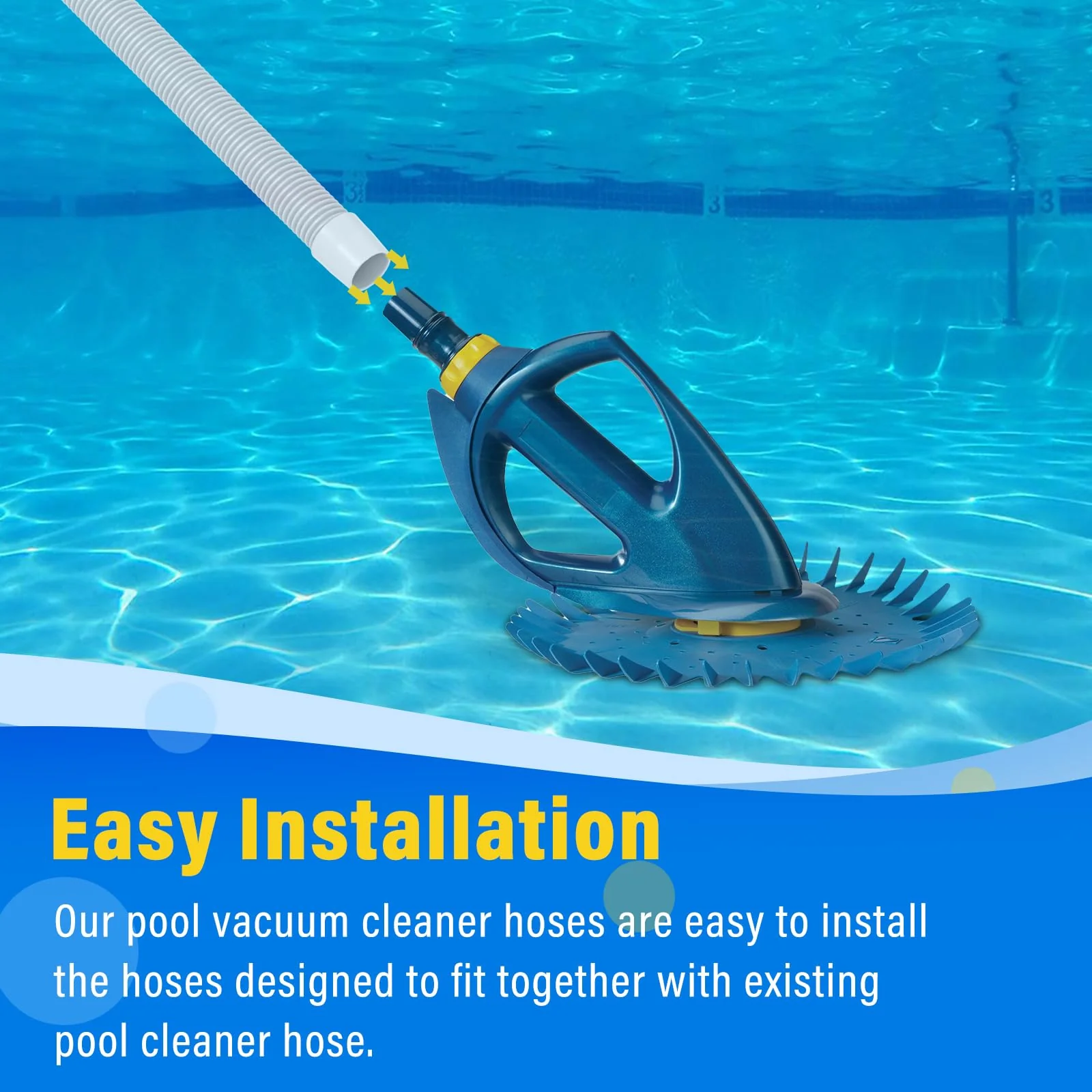 Universal Pool Vacuum Hose 48" Long Fit for Kreepy Krauly, Baracuda G3/G4, Hayward Navigator, Pool Vac Ultra and Most Automatic Pool Vacuum Cleaners, Swimming Pool Cleaner Suction Hose, 3 Pack - Image 4