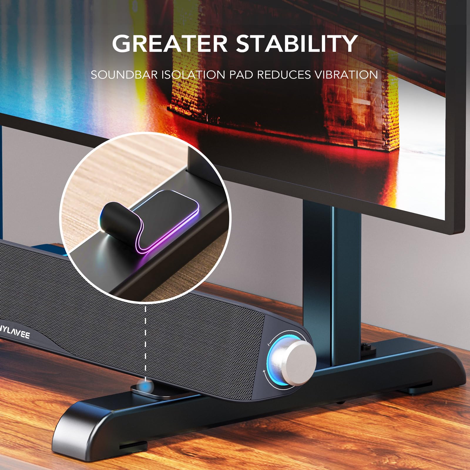 Universal Table Top TV Stand Base Replacement for Most 24 to 86 Inch LCD LED TVs, 7 Height Adjustable TV Legs with Cable Management Hold up to 68kg, Max VESA 800x600mm, Black AX10TB01 - Image 3