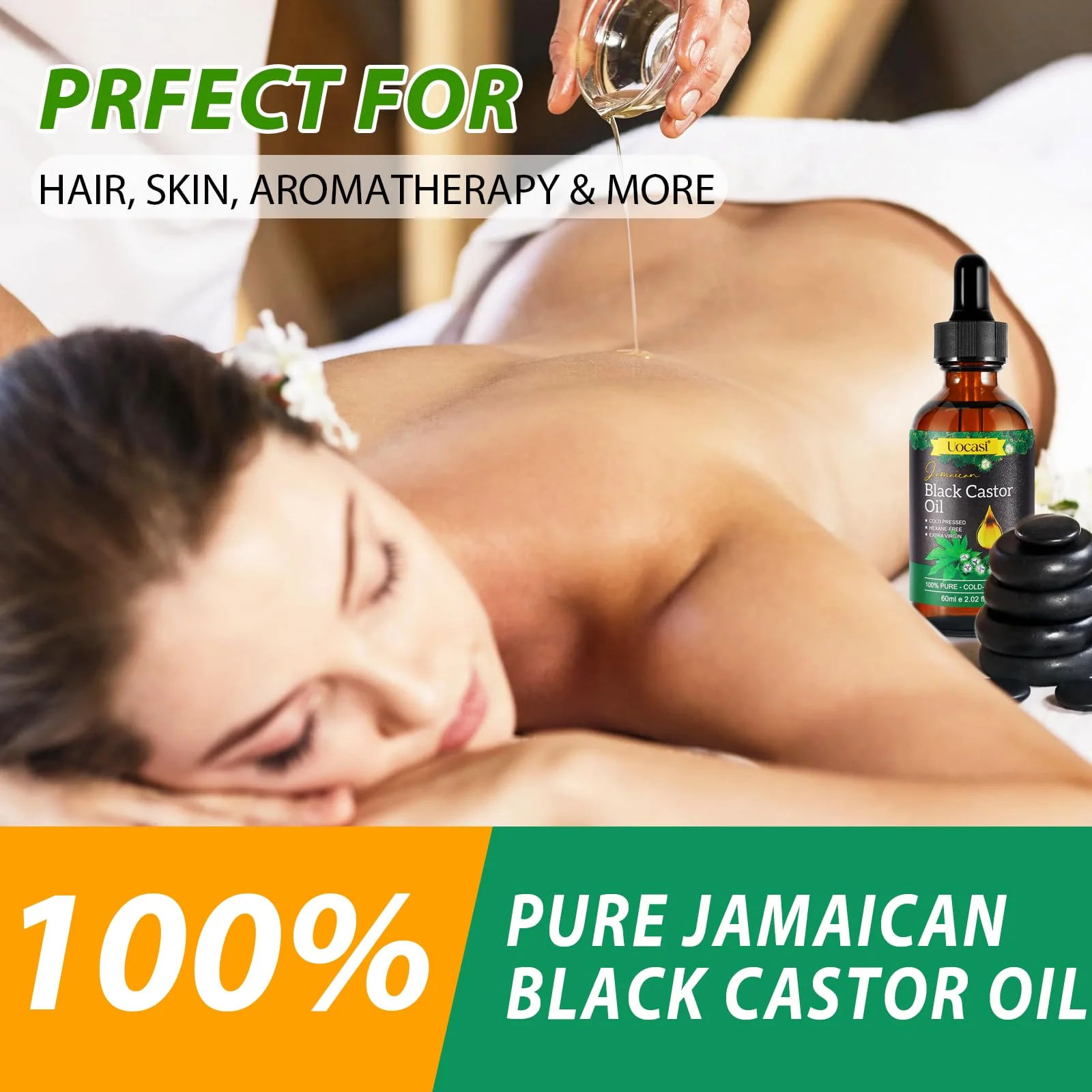 Uocasi Jamaican Black Castor Oil - 2Pack, 100% Pure and Organic, Cold Pressed in Glass Bottles for Hair Growth, Eyebrow Nourishment, and Skin Hydration, 4.04 Oz - Image 5