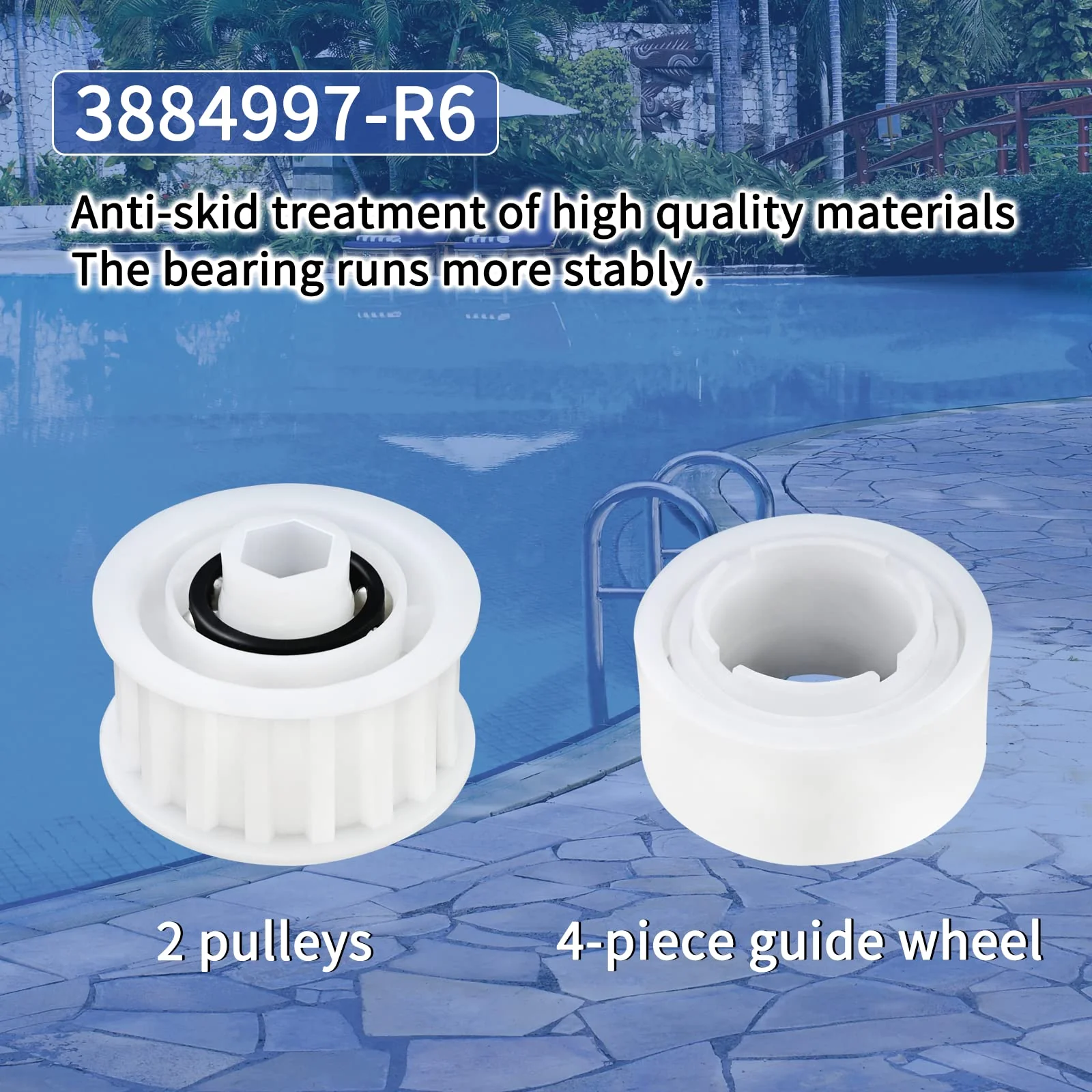Upgrade 4 Pack Guide Wheels with 2 Pulley Gears, Part Number 3884997-R6, Replacement Compatible with Maytronics Dolphin, Nautilus CC Plus Automatic Robotic Pool Cleaner M200/M400/M500 &Dx3/Dx4/Dx6 - Image 7