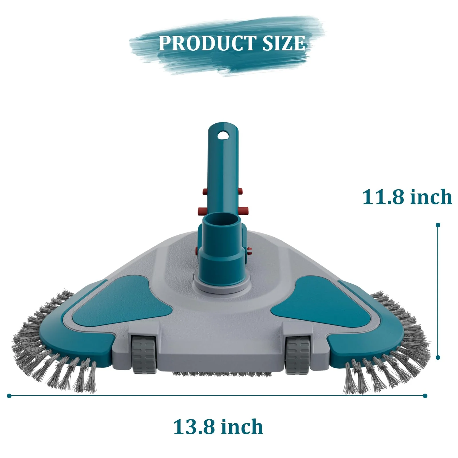 Upgrade Pro Weighted Triangular Pool Rotative Vacuum Head with Brush & EZ Clip Handle - for Cleaning Surface Safe on Vinyl Lined Pools - Image 3