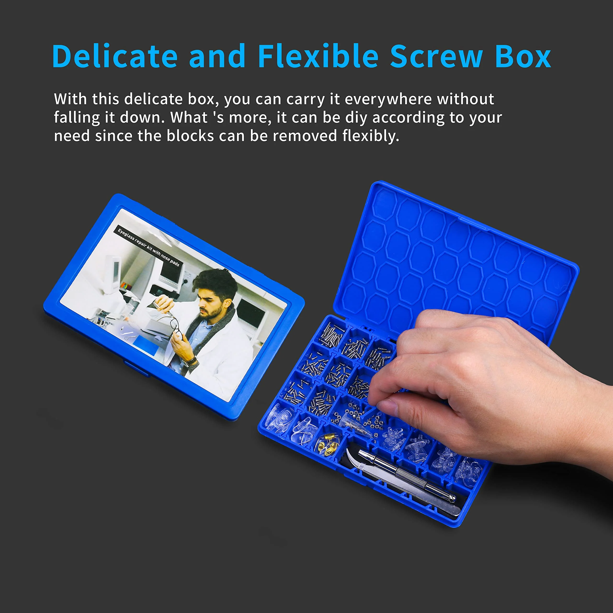 Upgrade Version Magnetic Eye Glass Repairing Kit, Eyeglass Repair Tool Kit with Compact Screw Box Include Nose Pads, Precision Screwdriver Set, Screws, Tweezer for Eyeglass, Sunglass, Spectacles Watch - Image 4
