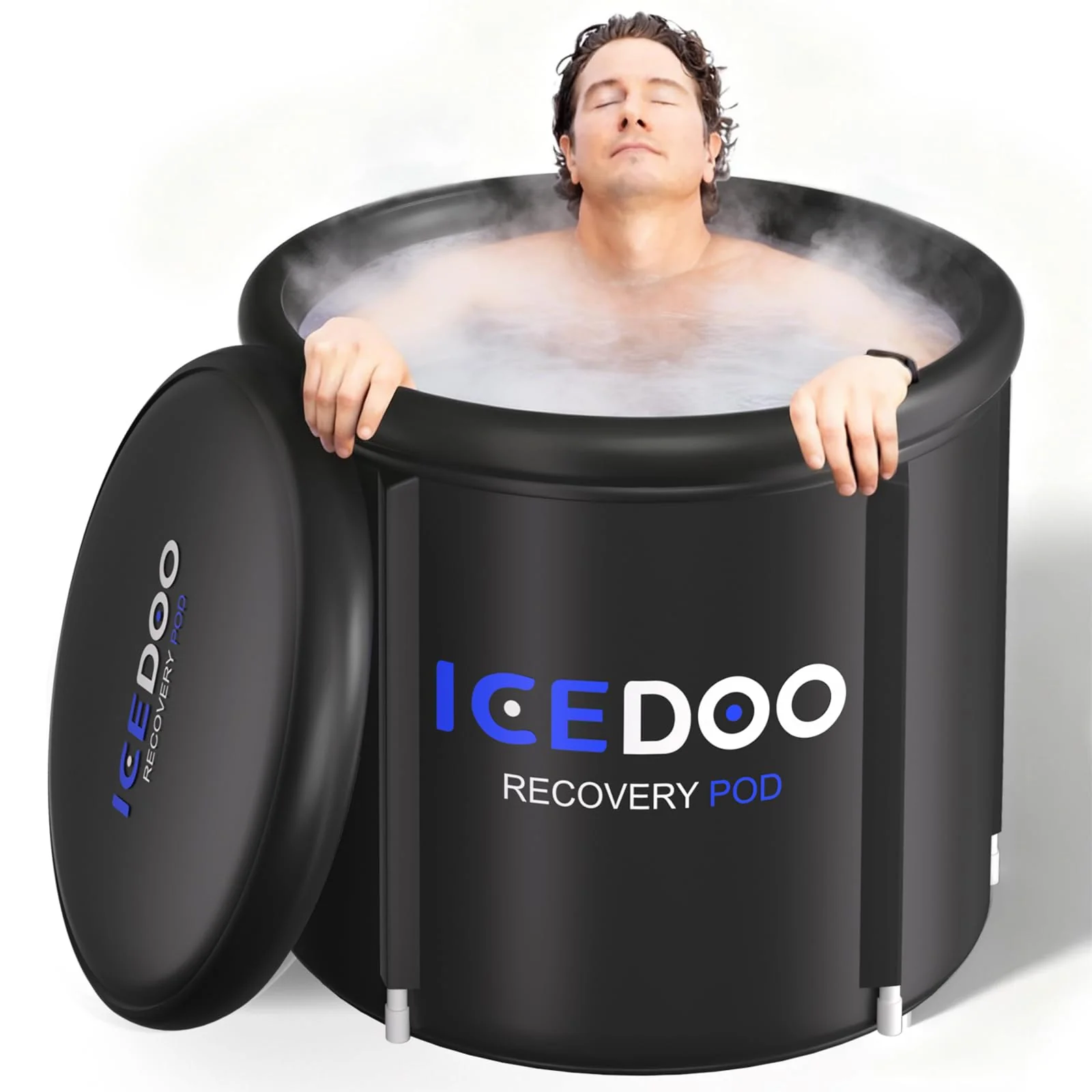 Upgrade XL Ice Bath Tub for Athletes, 119 Gallons Hot & Cold Plunge Tub with Cover for Recovery, Cold Water Therapy, Multiple Layered Portable Hot Tubs for for Home, Gym & Outdoor