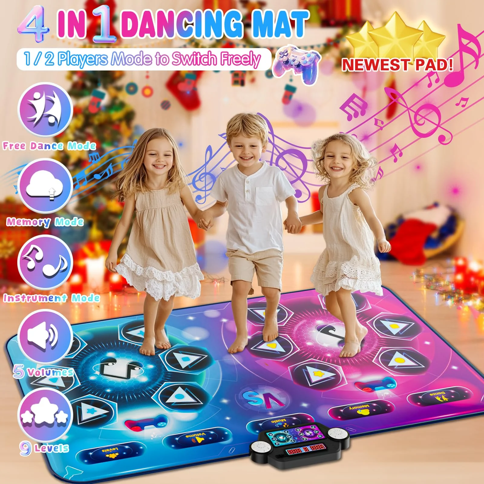 Upgraded Extra Large Electronic Dance Mat Toys, Kids Dance Mats for Single/Double Players, Music Dance Pad with LED Light, Dancing Game Toy as Christmas Birthday Gift for Kids Girls Boys 3-12 Year Old - Image 6