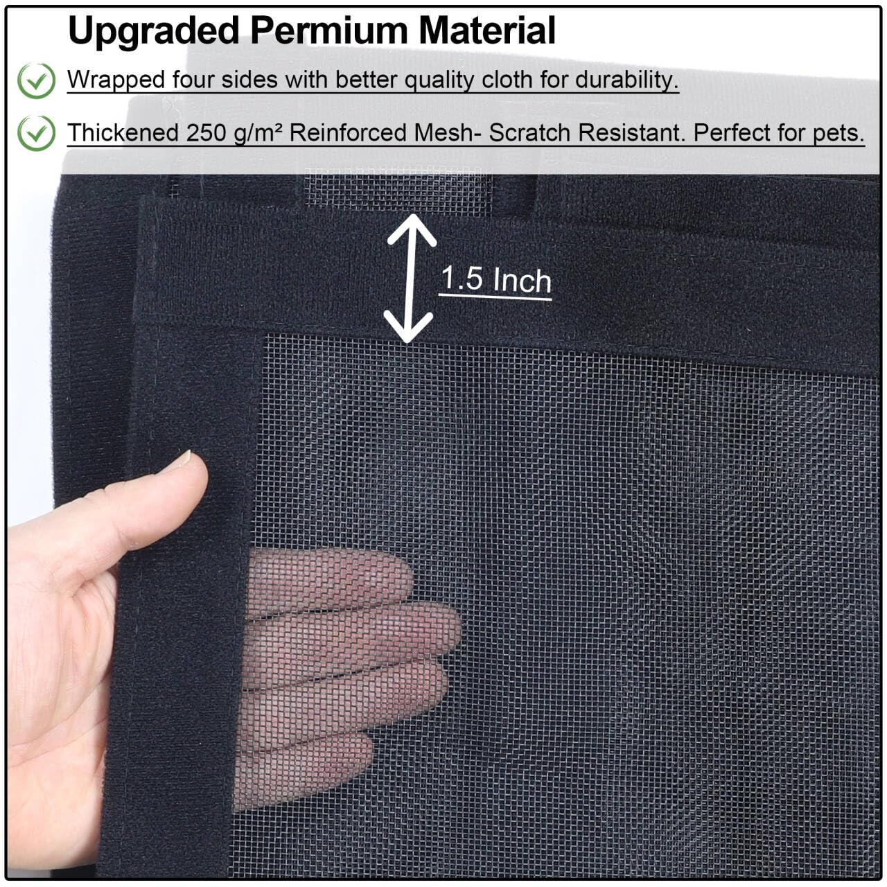 Upgraded Magnetic Screen Door Thicker 250g/㎡ Reinforced Mesh,36 Longer Magnets,Door Screen Magnetic Closure for Single Door,Retractable Mosquito Net for Door,Fit Doors to 38x82 Inch,Black - Image 4
