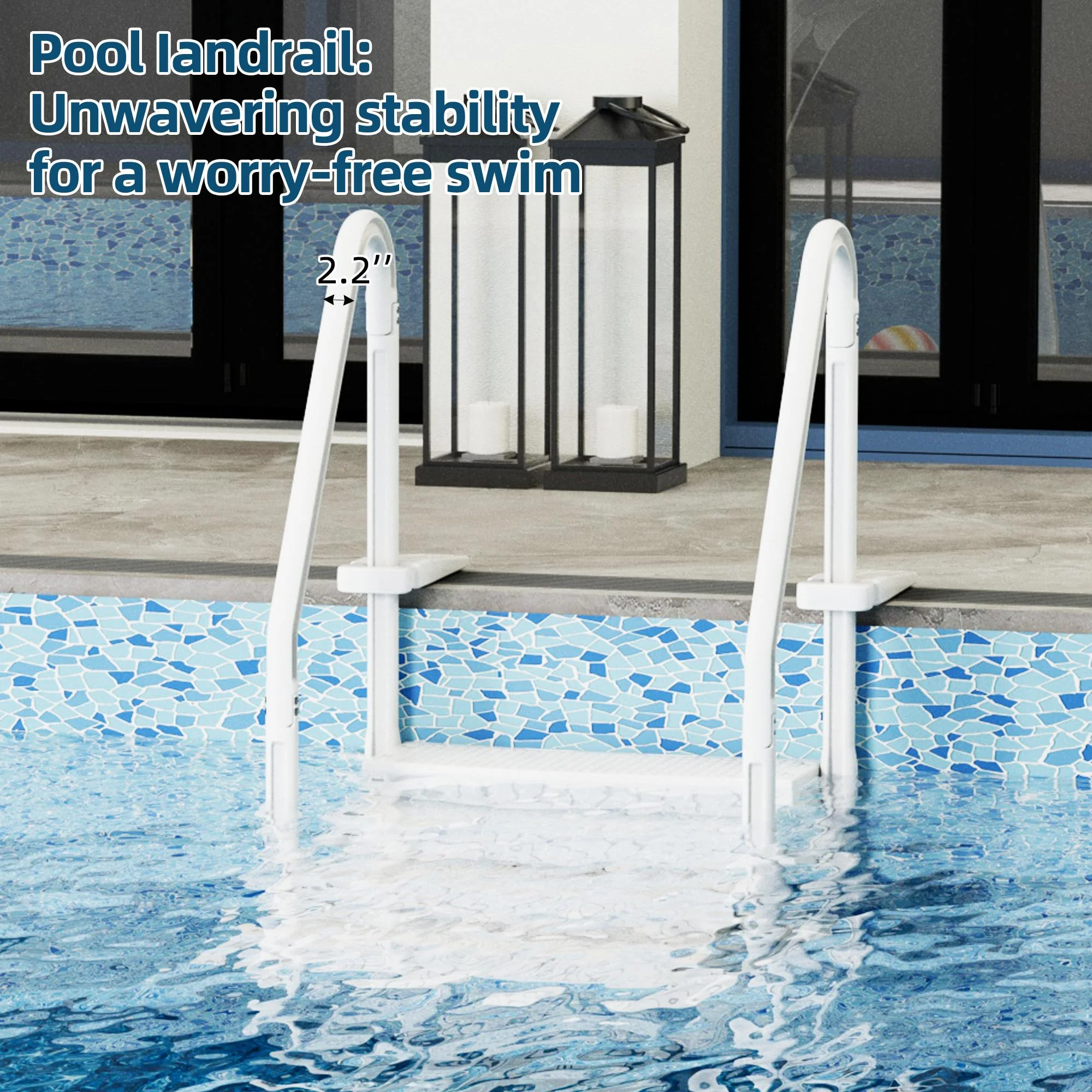 UPHYB Pool Ladder, 4-Step Pool Stairs with Double Handrails and Non-Slip Steps for 48-54” Above Ground and In-Ground Pools, White - Image 5