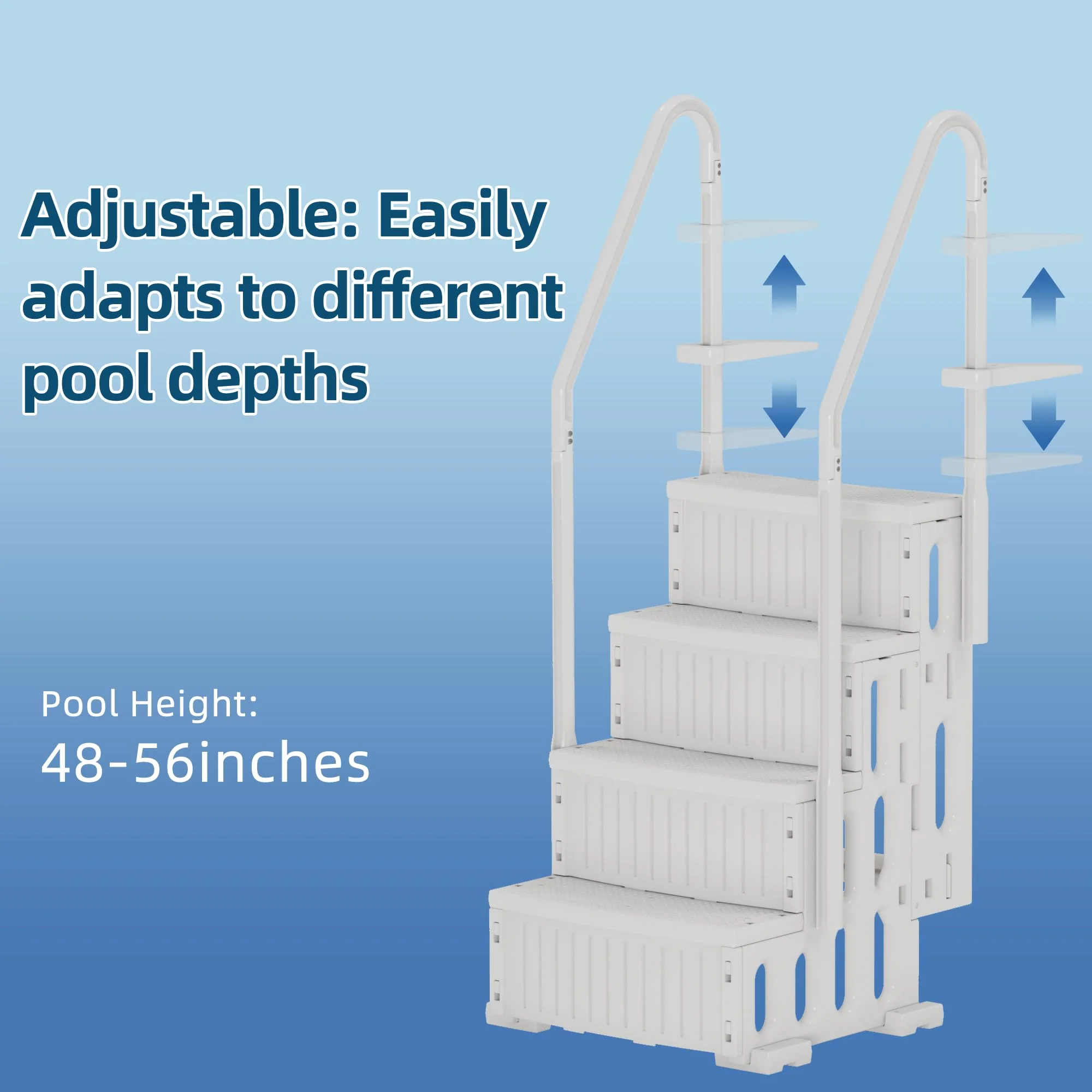 UPHYB Pool Ladder, 4-Step Pool Stairs with Double Handrails and Non-Slip Steps for 48-54” Above Ground and In-Ground Pools, White - Image 6